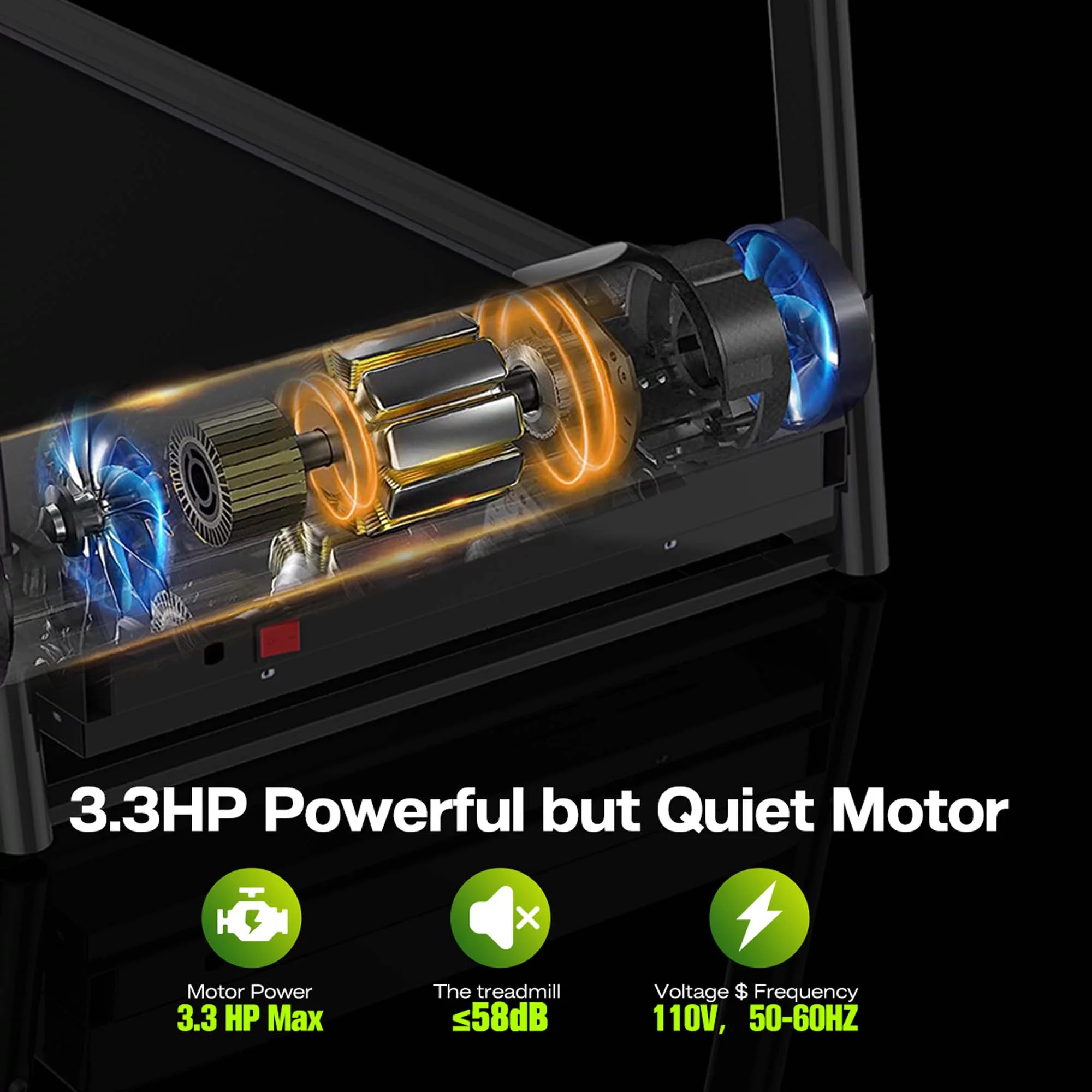 Aukfa 3.5 HP Folding Treadmill with Incline for Home Office Workout, 300 lbs+ Capacity, Green - Womvr