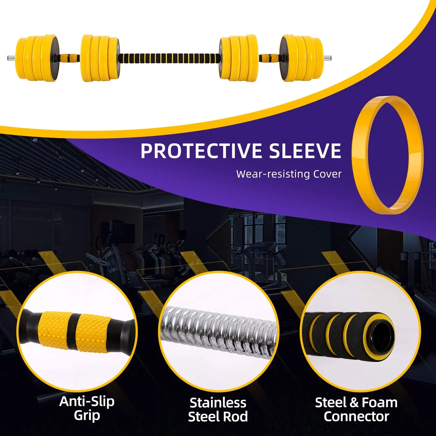 NiceC Adjustable Dumbbell Barbell Weight Pair, Iron Weight Plate, Free Weights 2-in-1 set, Non-Slip Neoprene Hand, All-purpose, Home, Gym, Office (22Lb Barbell or 11Lb Dumbbell Pair) - Womvr