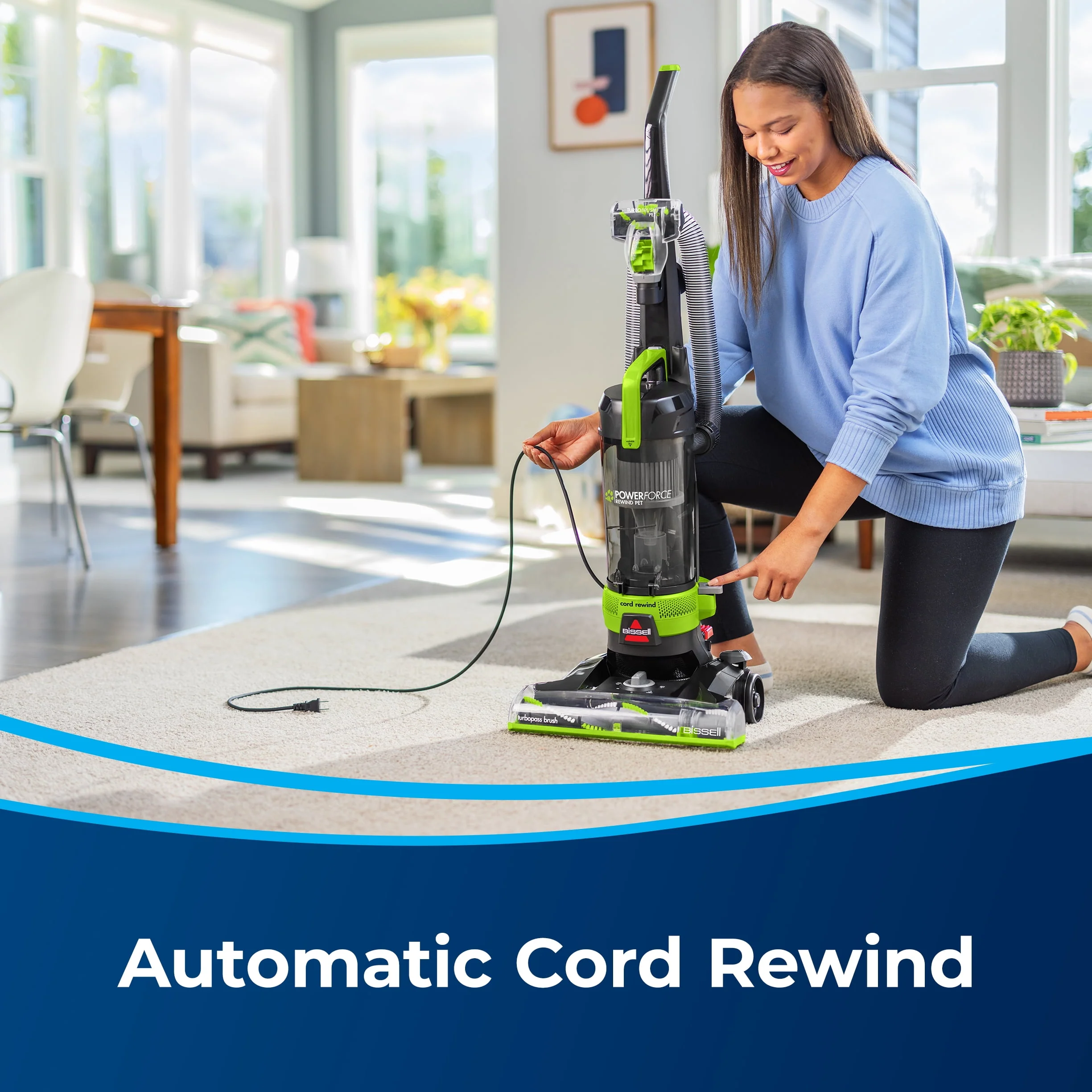 BISSELL PowerForce Helix Turbo Rewind Pet Upright Vacuum 3333 - Womvr