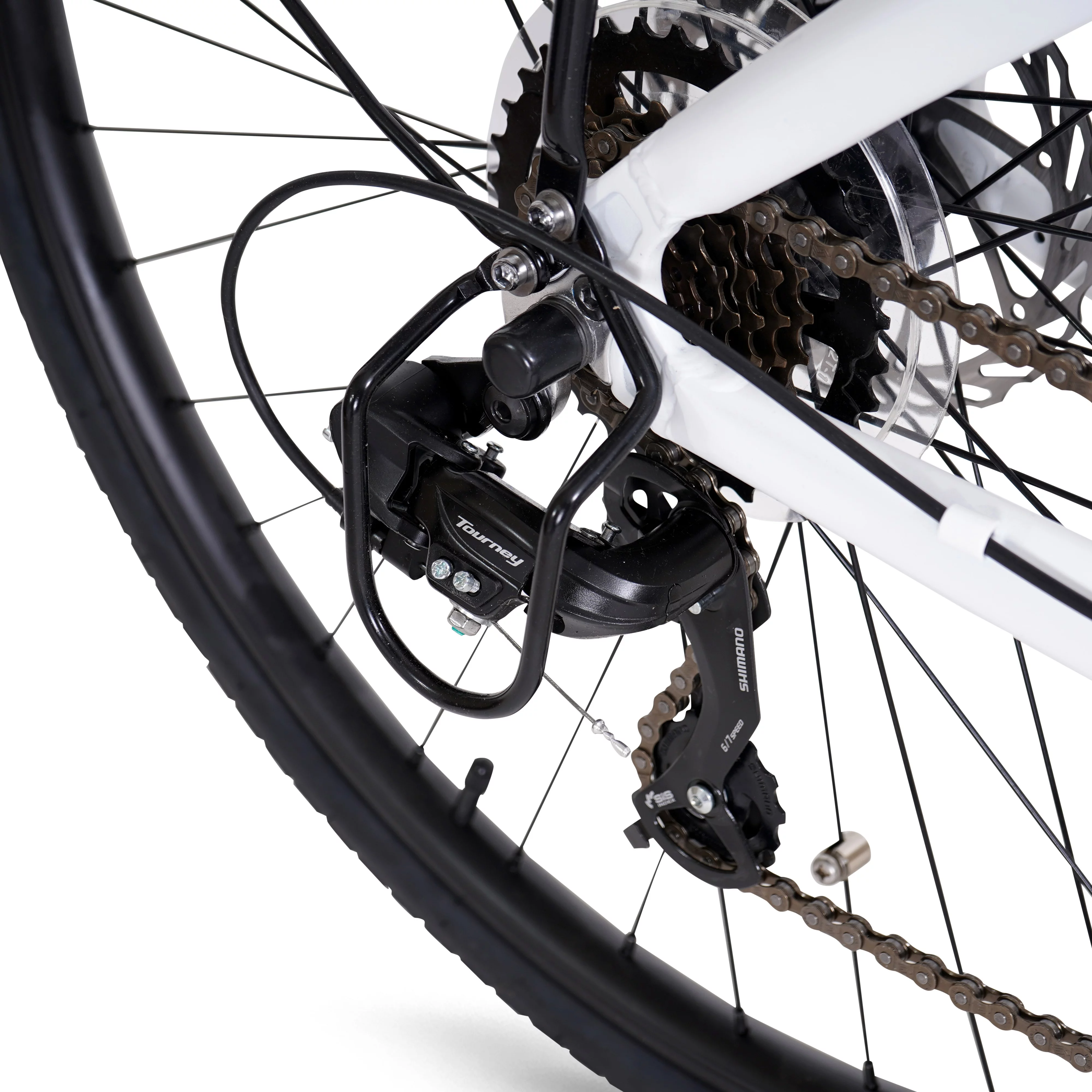 Hyper Bicycles 36V 700C Commuter Electric Bike for Adults, Pedal-Assist, 250W Mid-Drive E-Bike Motor, Matte White - Womvr