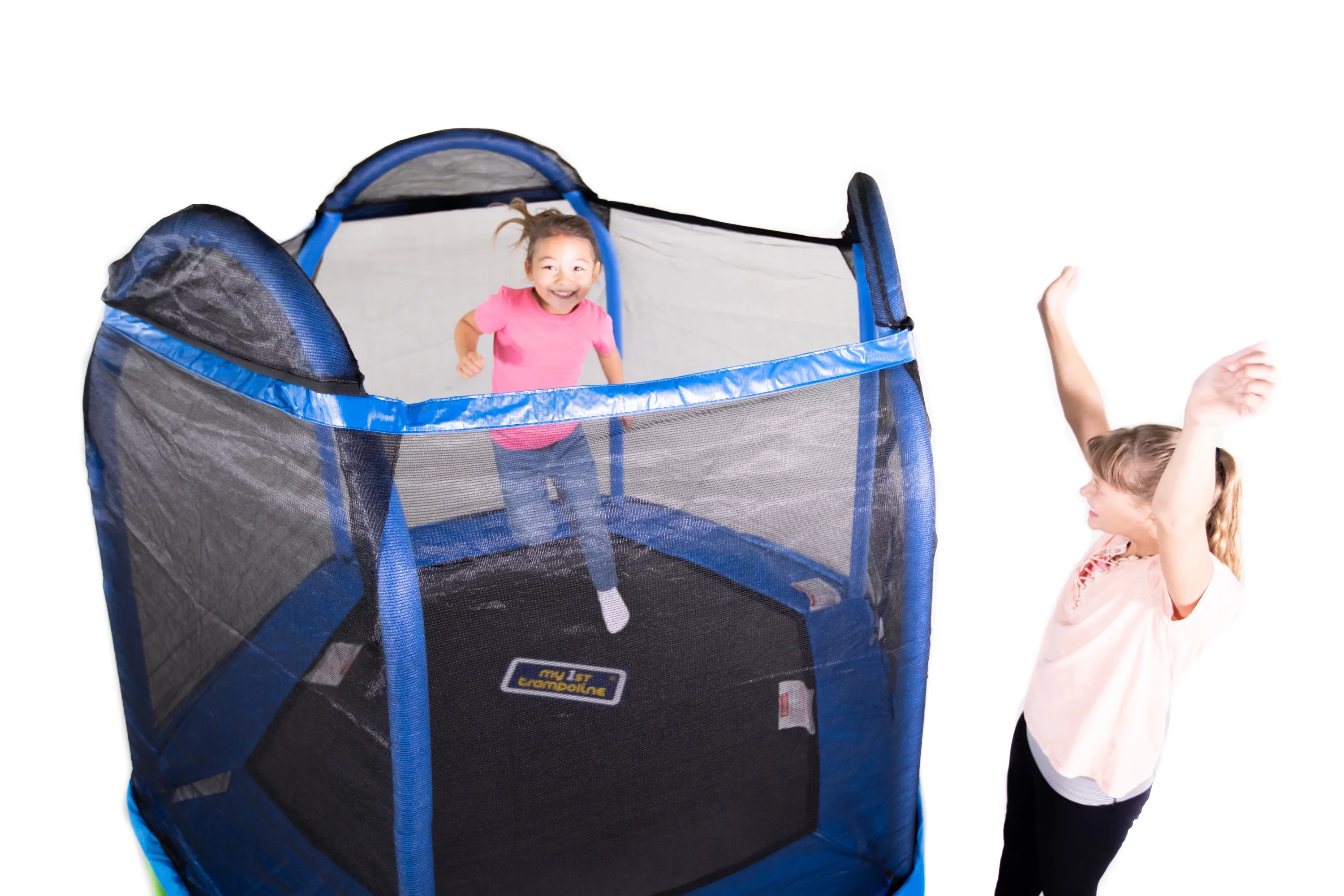 Bounce Pro 7-Foot My First Trampoline Hexagon (Ages 3-10) for Kids, Blue/Green - Womvr