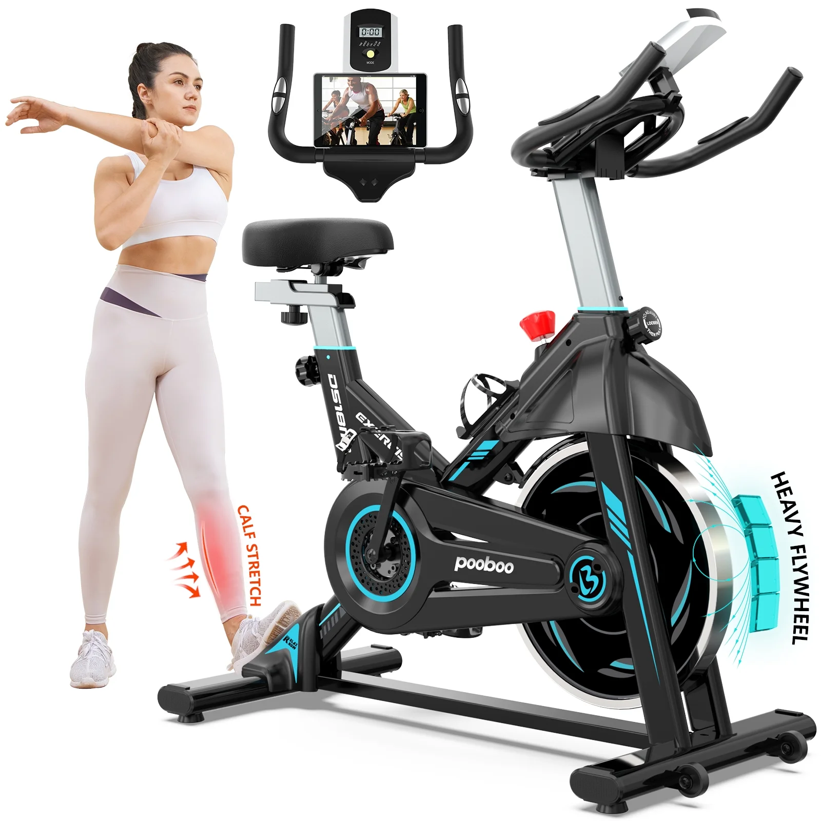 Pooboo Indoor Cycling Bike Magnetic Stationary Exercise Bikes Home Cardio Workout Bicycle Machine 350lb Flywheel Weight 40lbs - Womvr