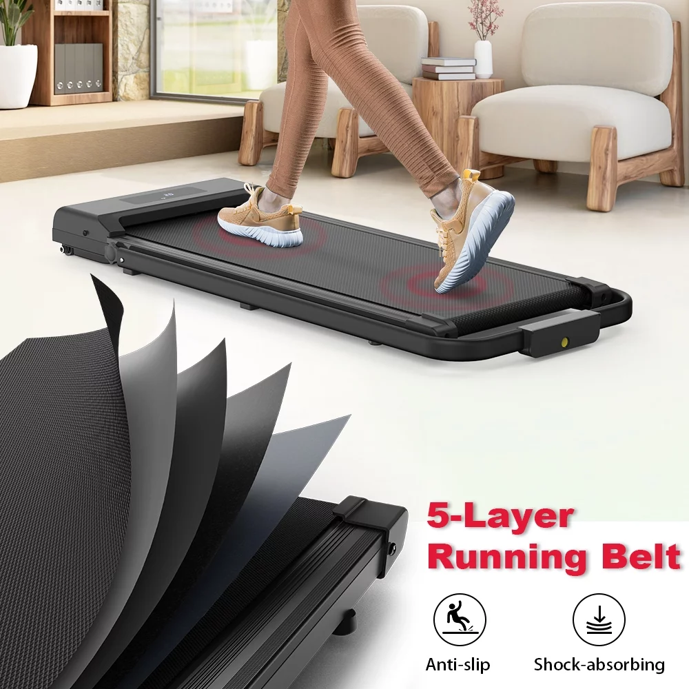 Home Fitness Code Treadmills for Home, Ultra Slim Under Desk Treadmill for Home/Office, No Assembly Required, Black - Womvr