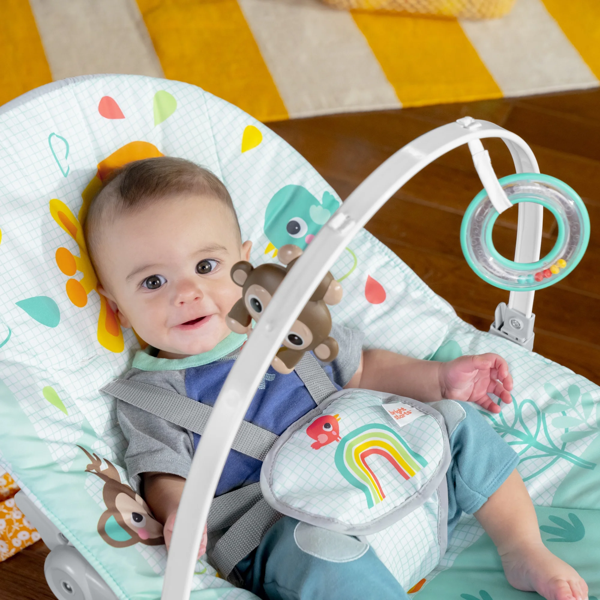 Bright Starts Wild Vibes Infant to Toddler Rocker with Vibrations Newborn Unisex - Womvr