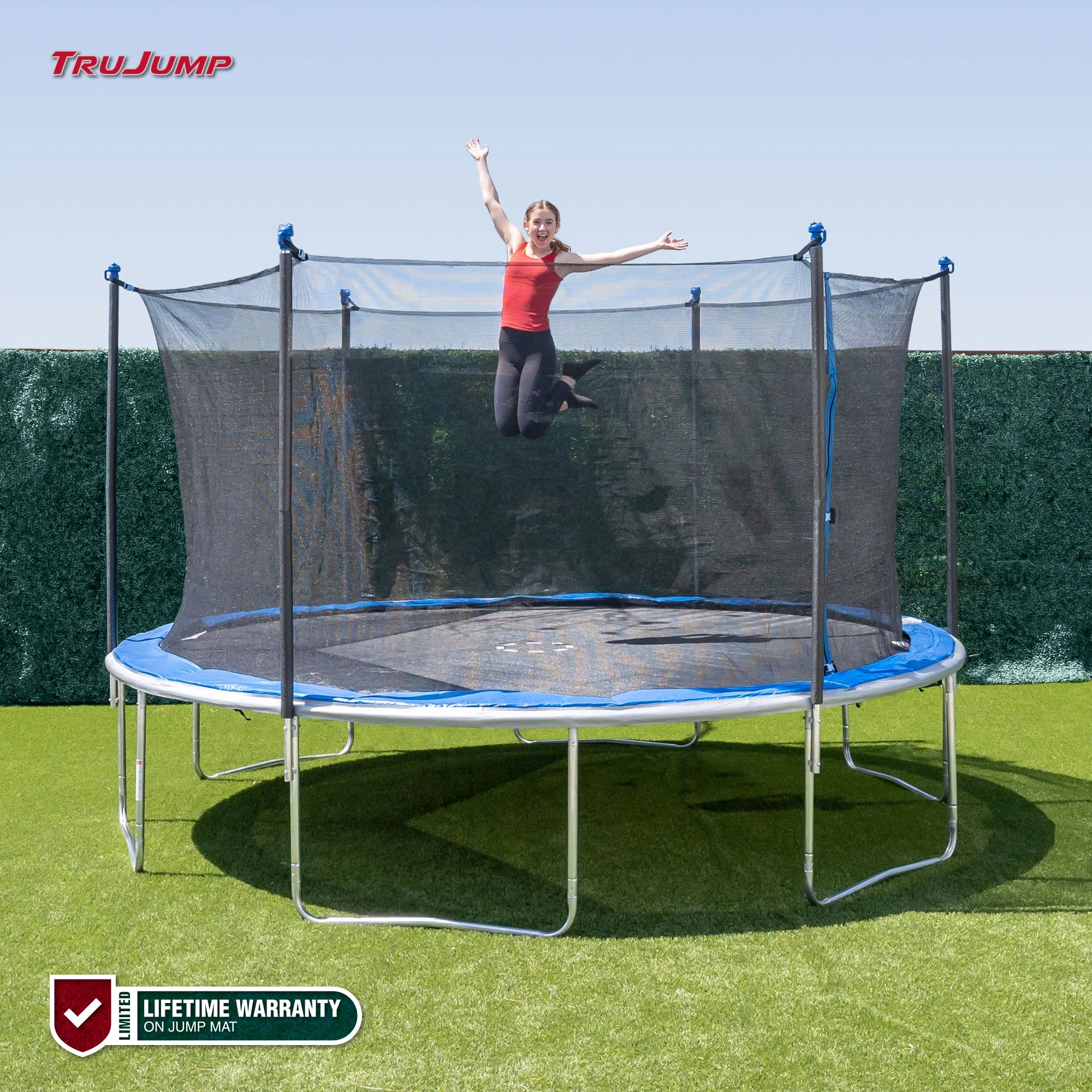 TruJump 14' Trampoline with Safety Enclosure & Jump Mat with Lifetime Warranty - Womvr