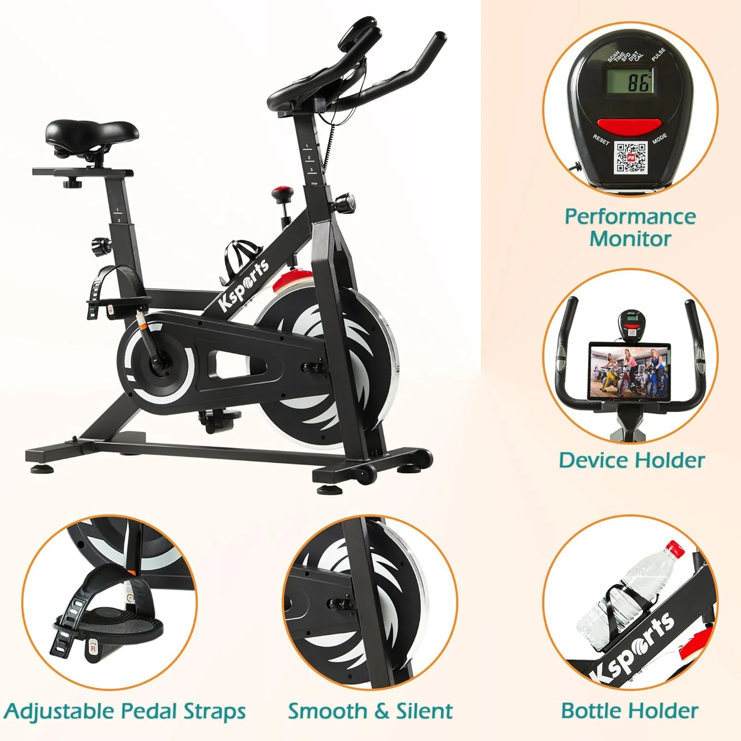 Ksports Wool Felt Resistance Exercise Bike with Ab Workout Function - Womvr