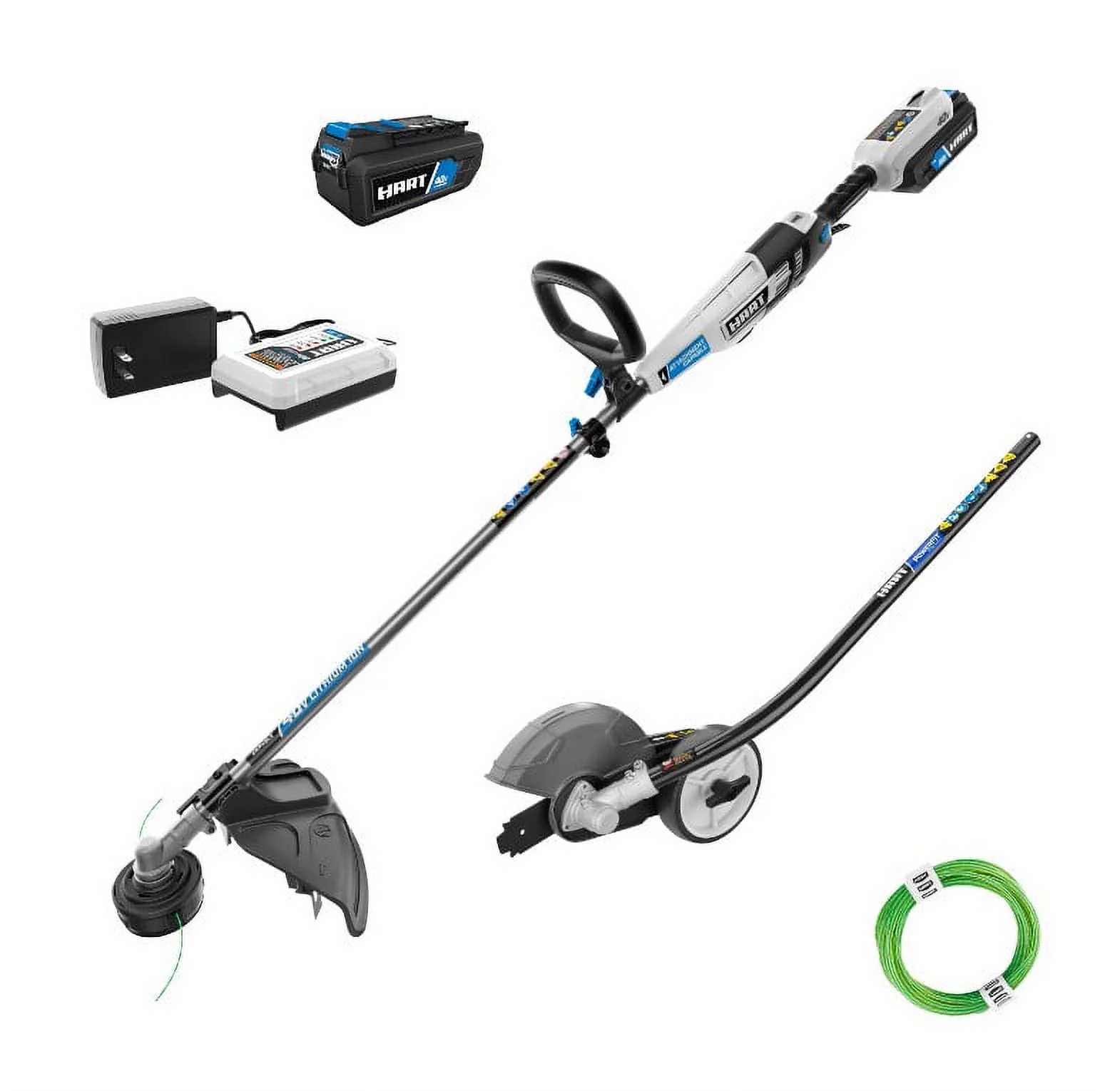 HART 40-Volt Cordless Attachment Capable 15-inch String Trimmer Kit with Edger Attachment, (1) 4.0Ah Lithium-Ion Battery - Womvr