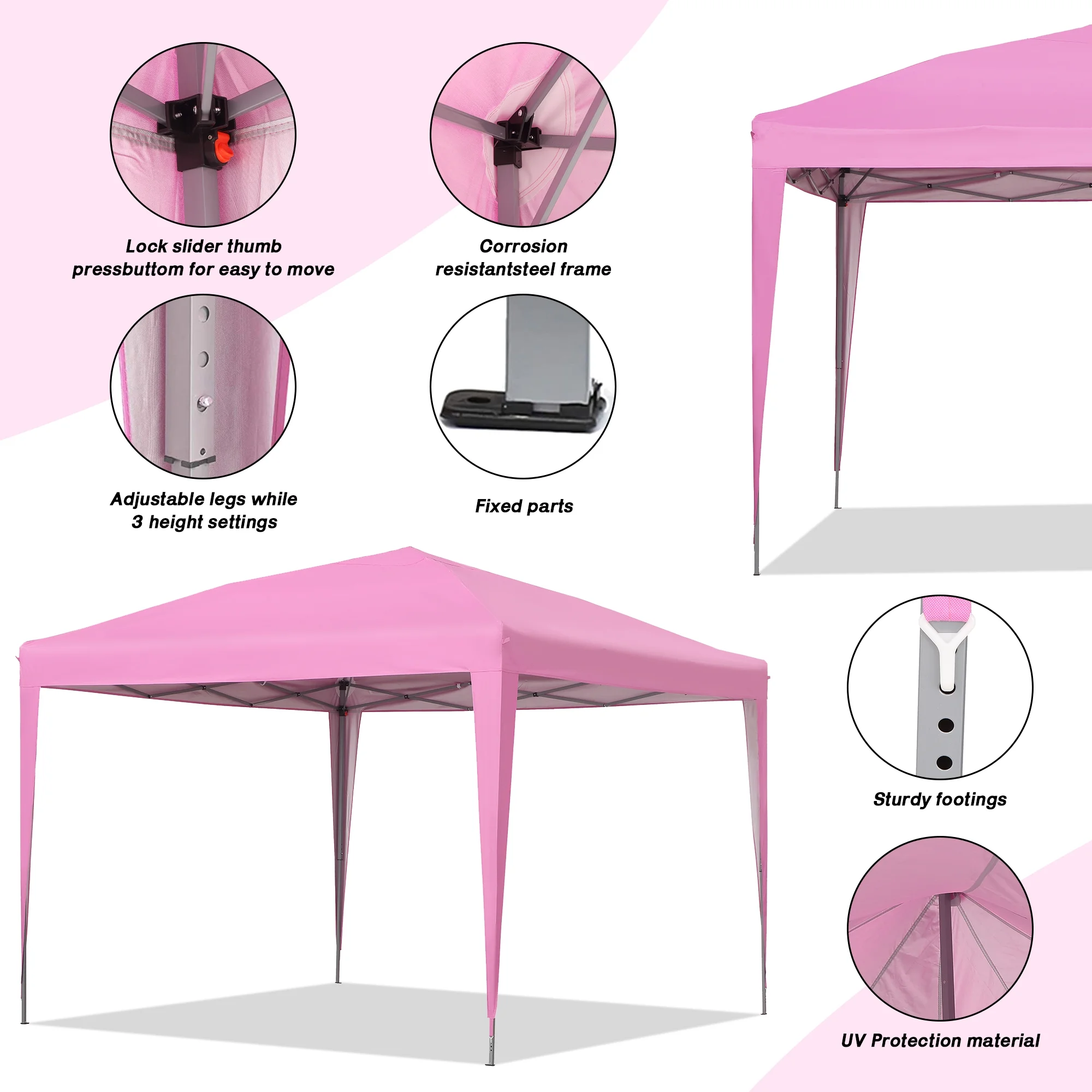 Outdoor Basics 10 ft x 10 ft Pop Up Canopy Tent with Carry Bag, Shade Canopy, Great for Picnic, Yard, Beach, Park, Camping, White - Womvr