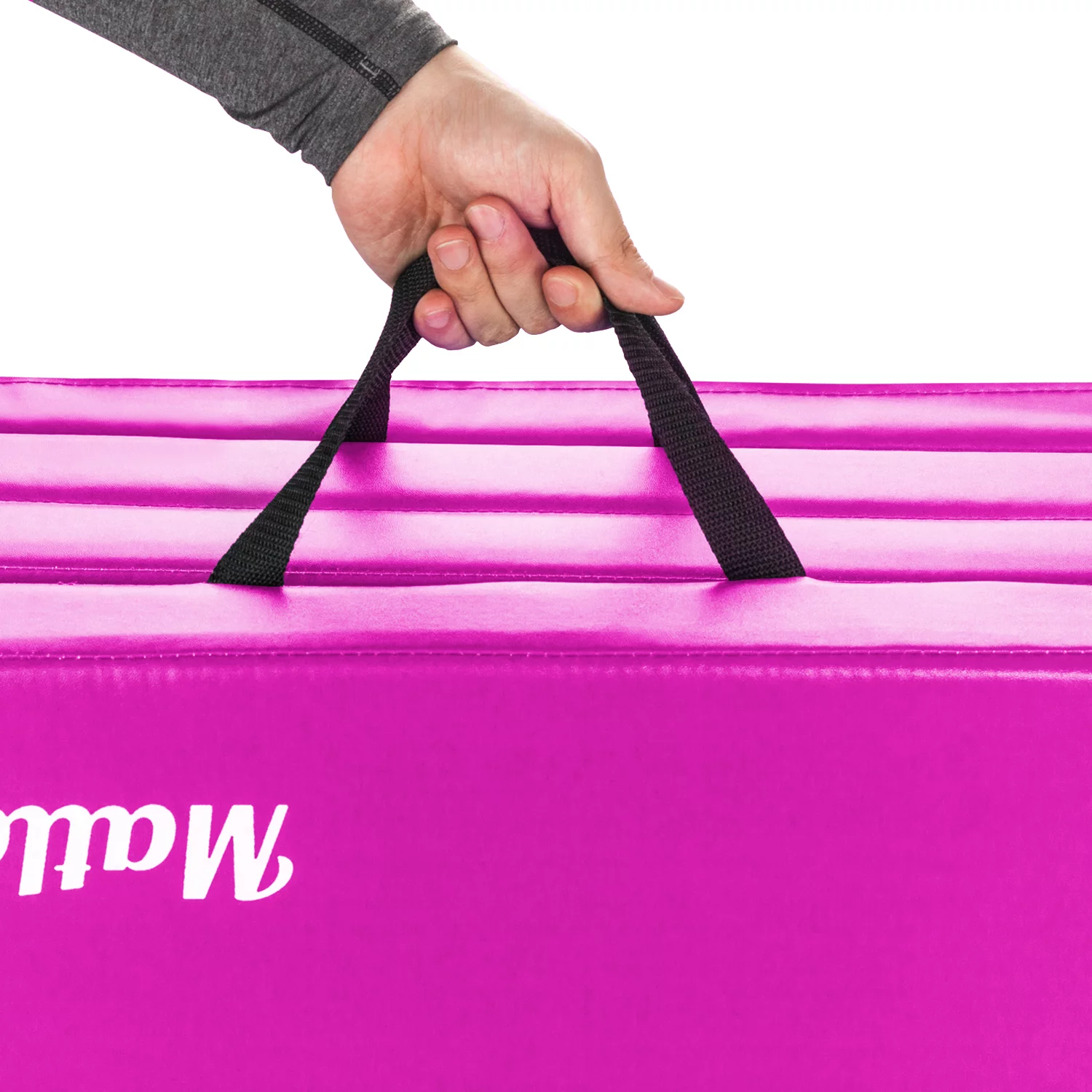 Matladin 8' Folding Gymnastics Gym Exercise Aerobics Mat, 8ft x 2ft x 2in PU Leather Tumbling Mats (Pink) - Womvr