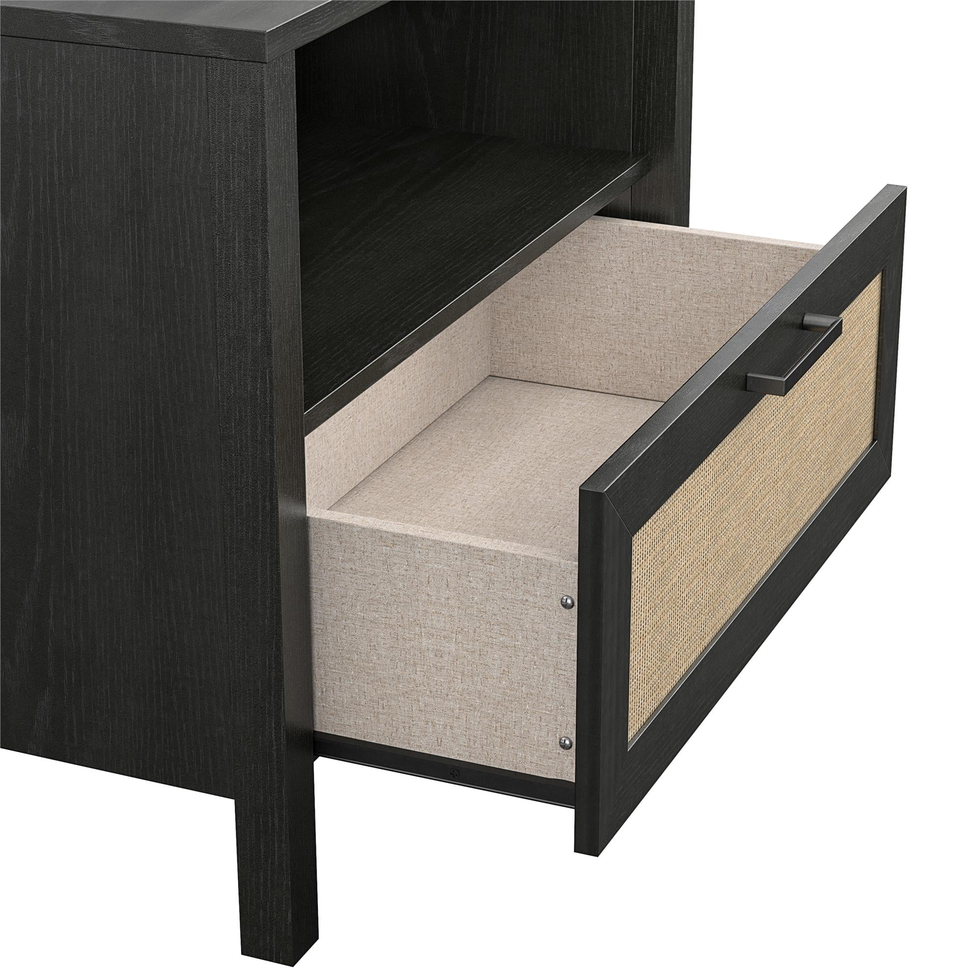Novogratz Shay 1-Drawer Nightstand, Natural with Faux Rattan - Womvr