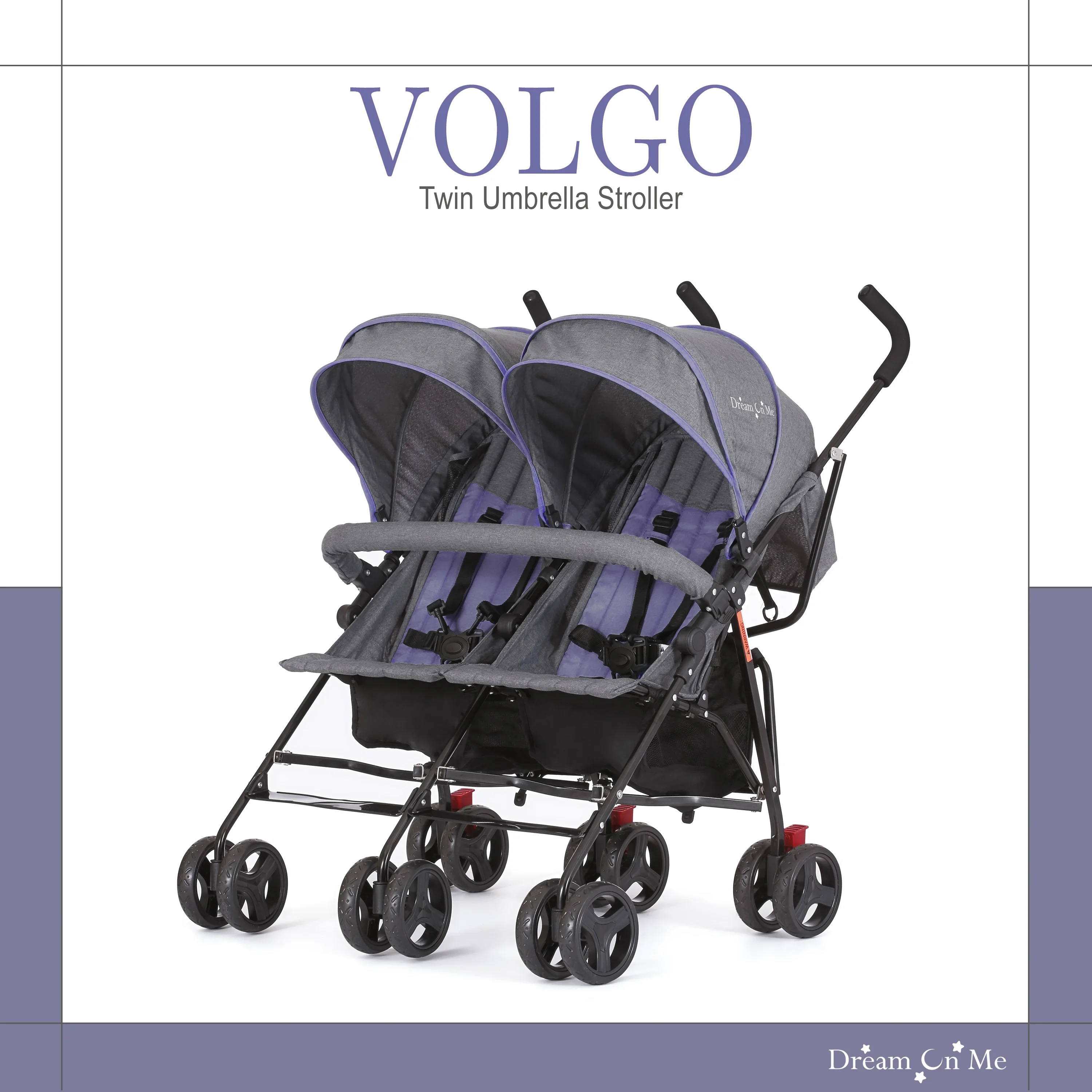 Dream On Me Vo o Twin Umbrella Stroller in Gray, Lightweight Double Stroller for Infant & Toddler, Compact Easy Fold, Large Storage Basket, Large and Adjustable Canopy - Womvr