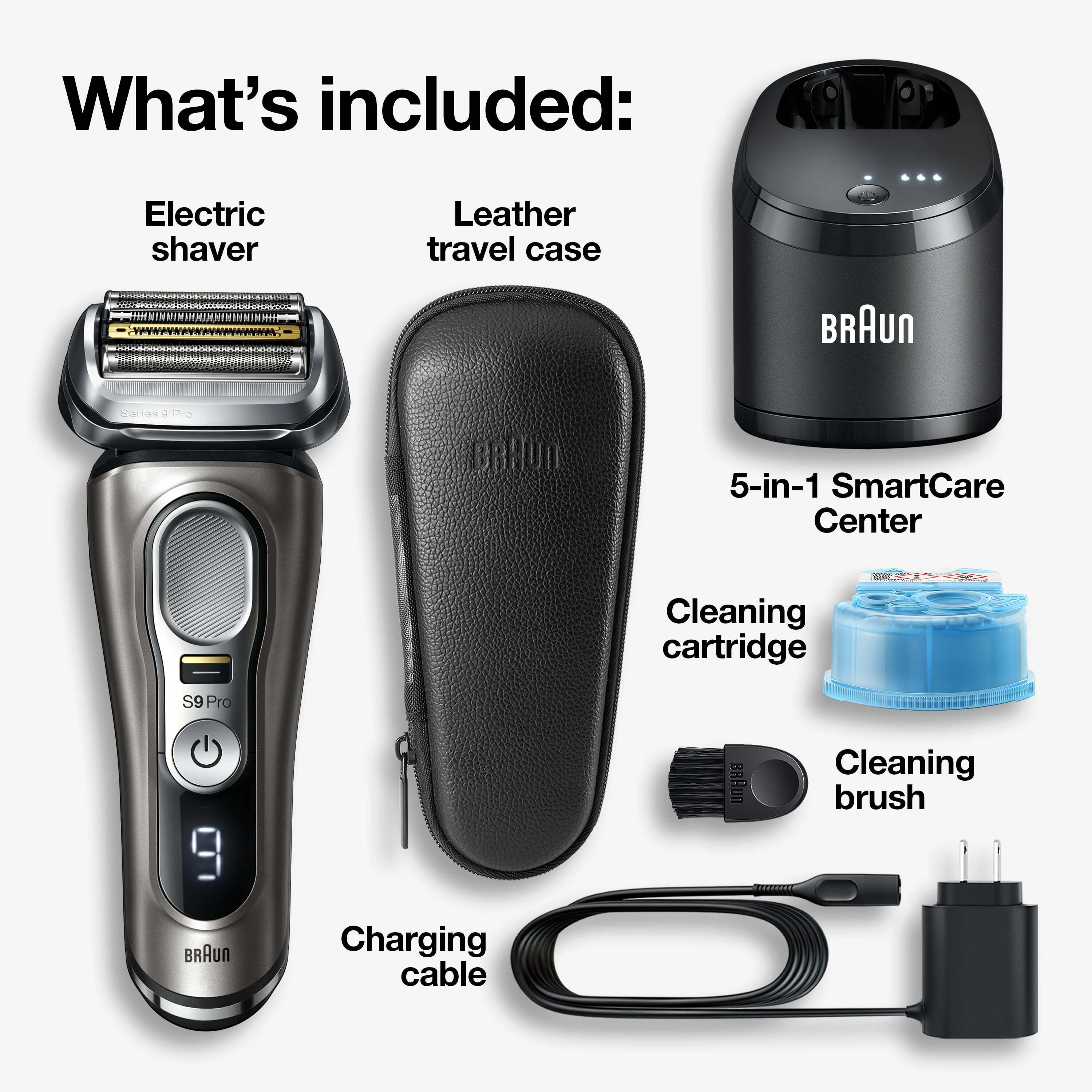 Braun Series 9 Pro 9465cc Rechargeable Wet Dry Men's Electric Shaver with Clean Station, Noble Metal - Womvr