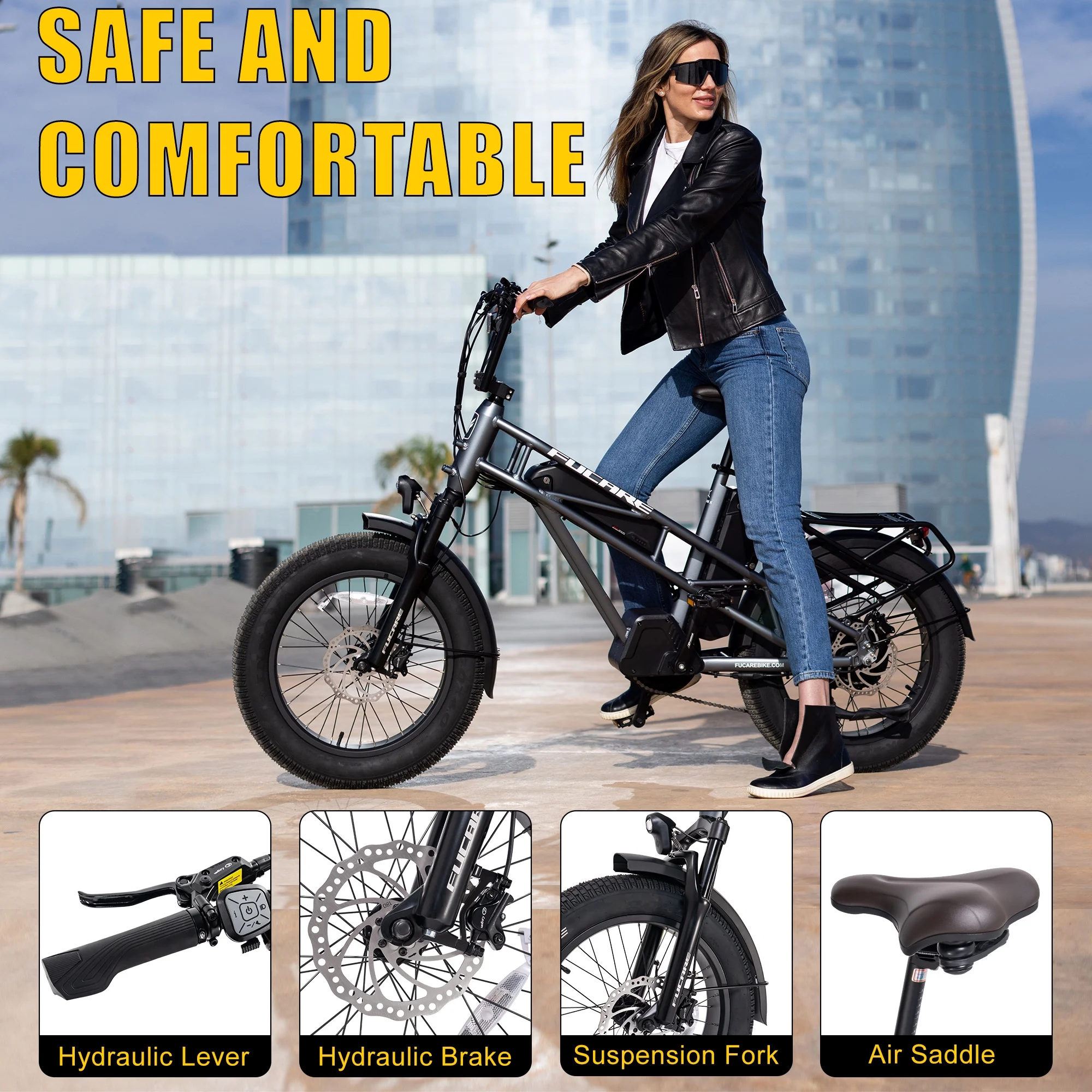 Fucare Electric Bike Gemini X for Adults 20x4.0 Fat Tire, 48V 30Ah Battery E-Bike - Womvr