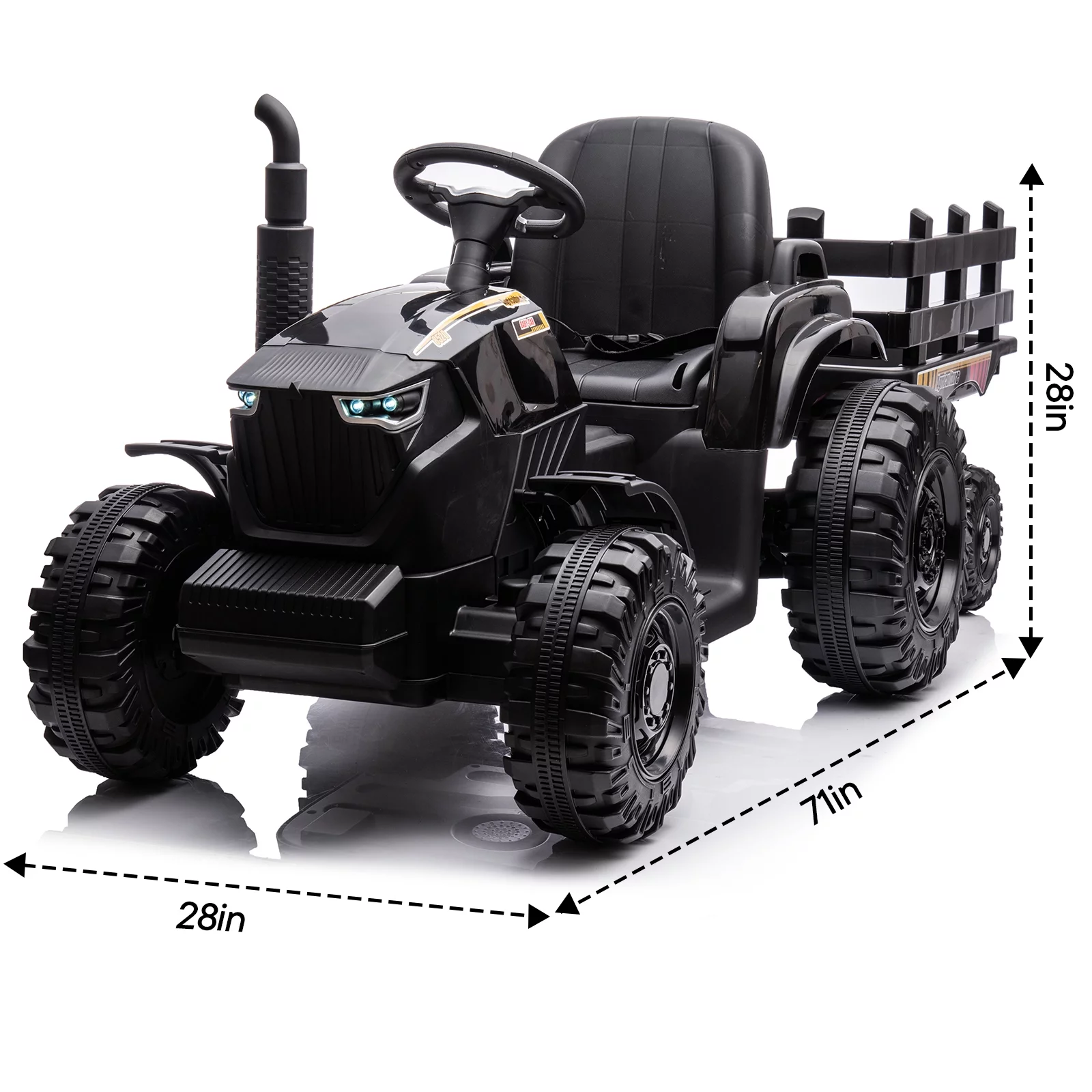 Outfunny 24V Ride on Toy for Big Kids, Powered Ride On Tractor with Trailer & Remote - Red - Womvr