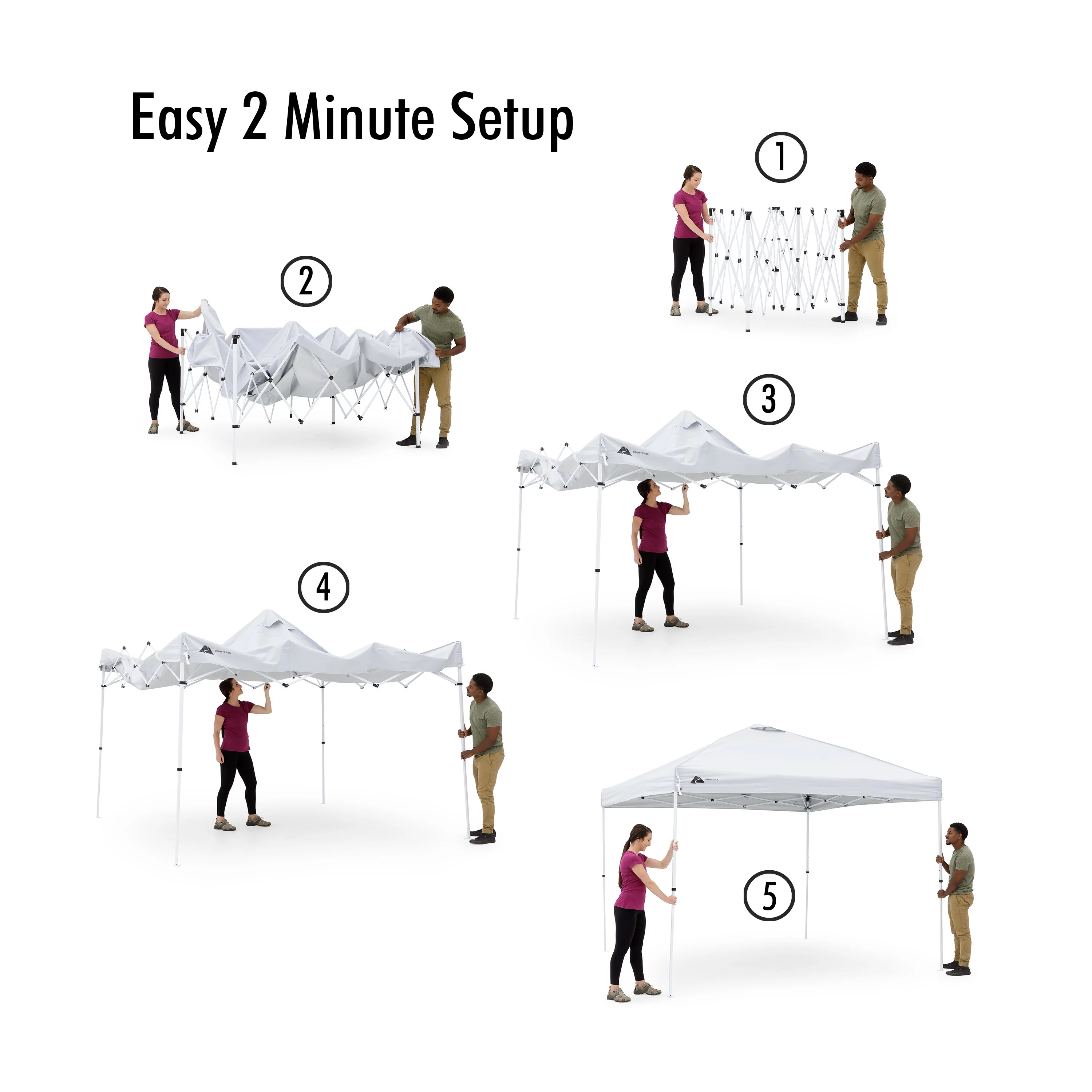 Ozark Trail Simple Push Straight Leg Instant Canopy, White, 10 ft x 10 ft - Womvr