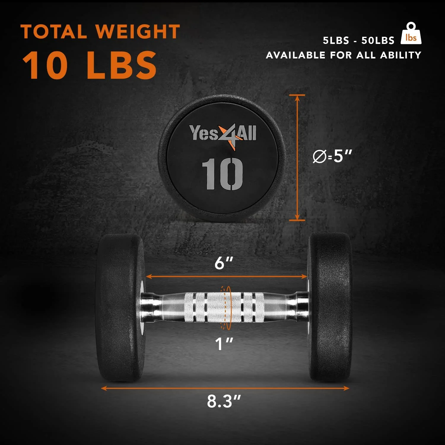 Yes4All 45 lbs Premium heavy weight Urethane Dumbbell, Single - Womvr