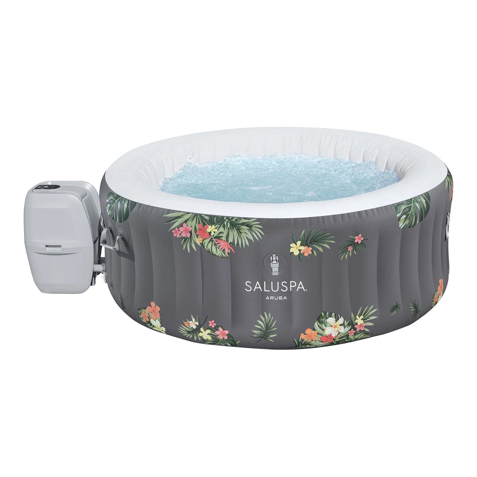 Bestway SaluSpa Aruba AirJet Inflatable Hot Tub w/ EnergySense Cover, Grey - Womvr