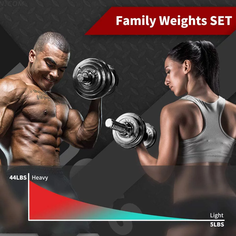 Adjustable Dumbbell Set Home Gym Cast Iron Barbell Sets with Carry Box 44lbs 66lbs 110lbs Office Bedroom Workout Dumbbells for Men and Women - Womvr