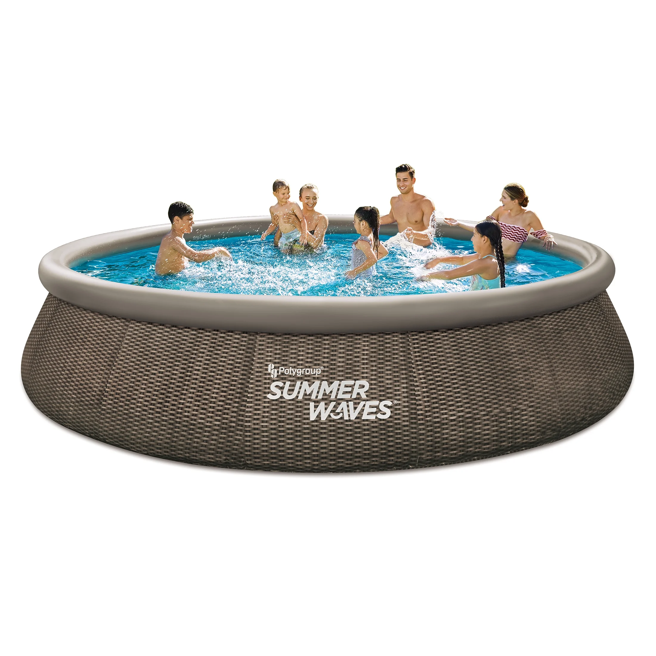 Summer Waves 15 ft Dark Double Rattan Quick Set Pool, Round, Ages 6+, Unisex - Womvr