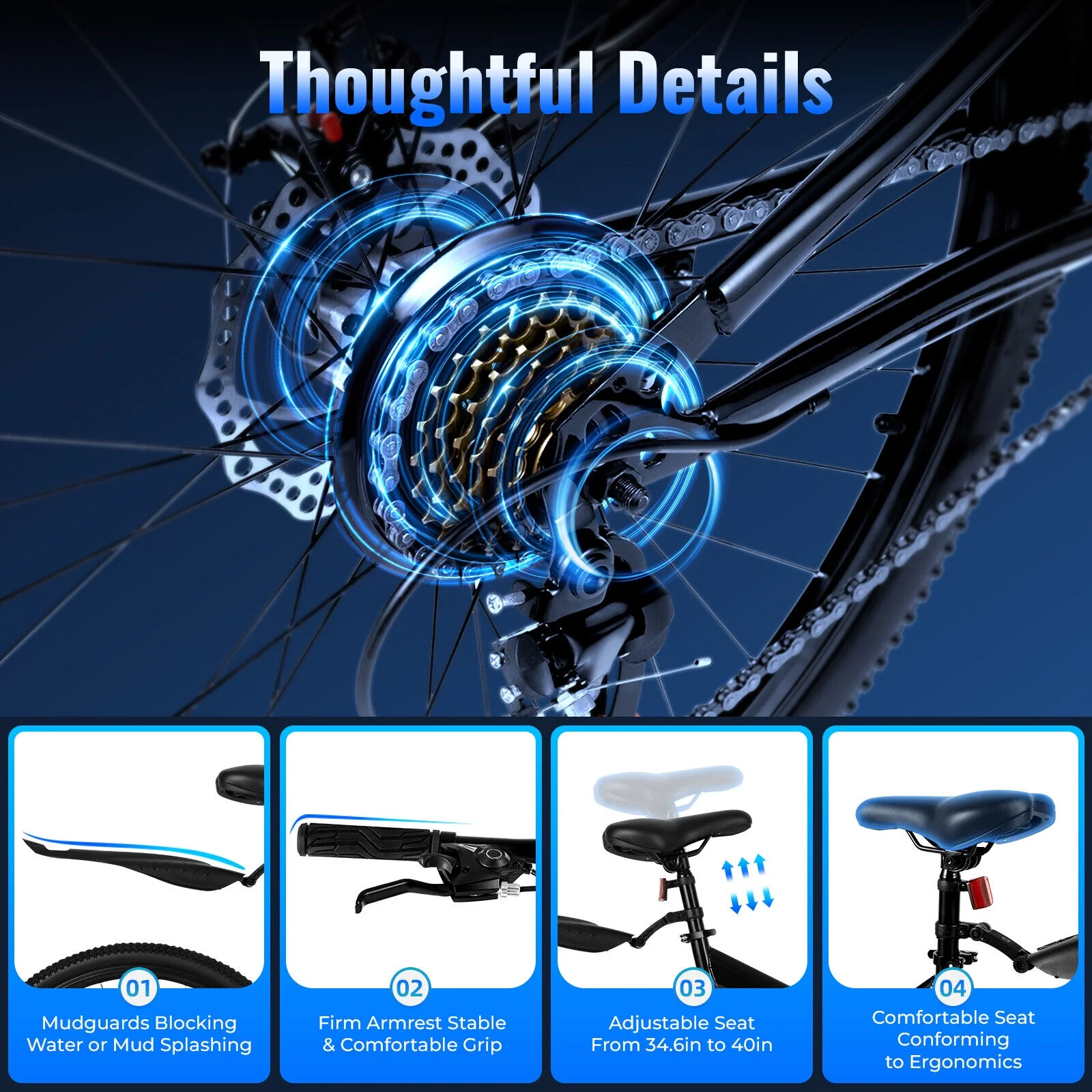 26 inch 21 Speed Folding Mountain Bike Full Suspension Dual Disc Brakes Bicycle - Womvr