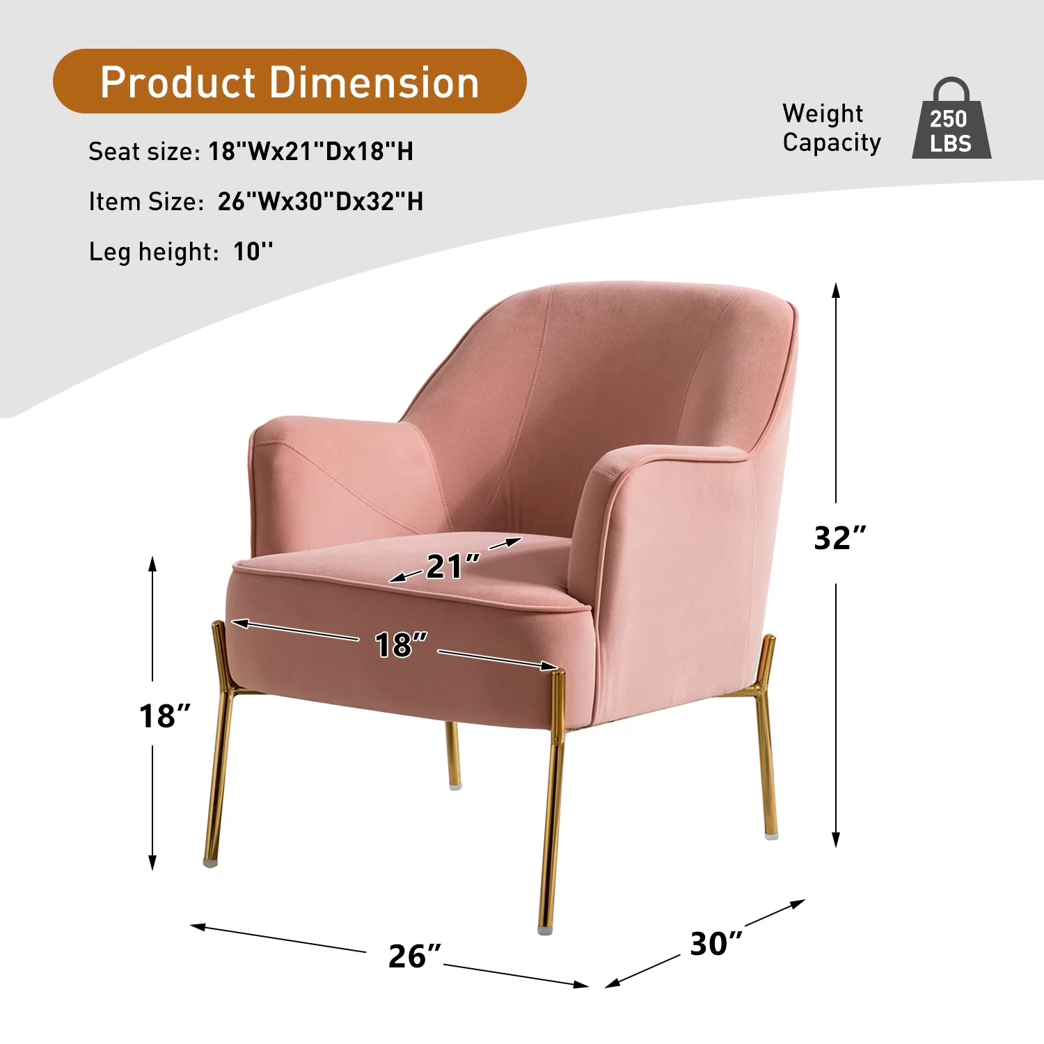Velvet Upholstered Accent Chair Metal Legs Curved Backrest Lounge Home Armchair Bedroom Adult Pink - Womvr