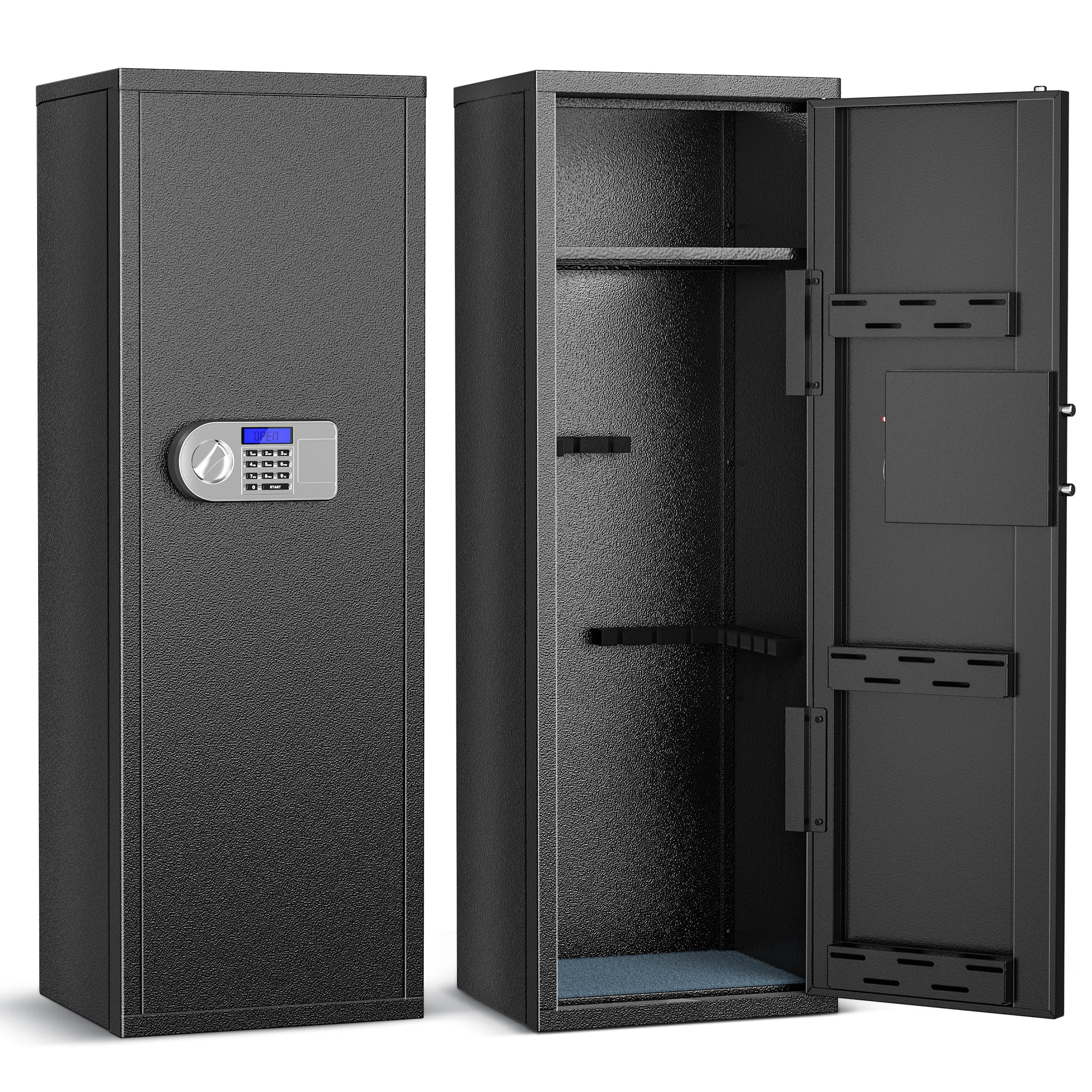 SRWTRCHRY Fingerprint 5-Gun Safe, 2s Quick Access Gun Cabinet with 2 Open Ways, Electronic Storage Cabinet for Rifles, Heavy-Duty Security Cabinet with Removable Shelf, 56''H - Womvr