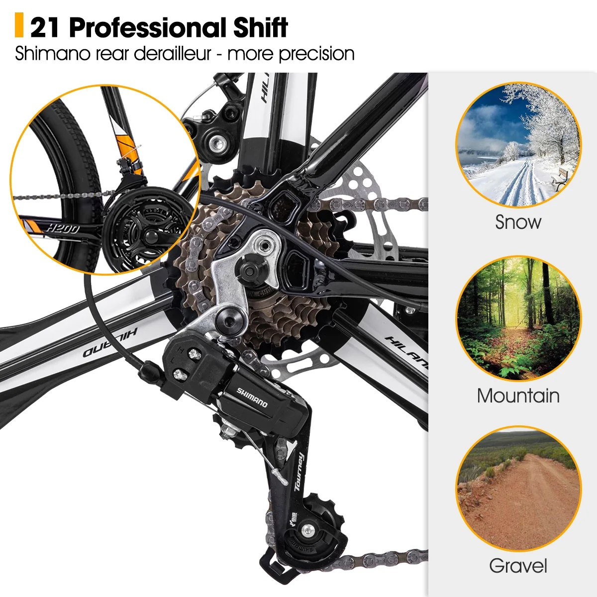 Hiland Mountain Bike, Multi-Spokes,Shimano 21 Speeds Drivetrain,Aluminum Frame 26 inch Wheels, Men's MTB Bicycle, White - Womvr