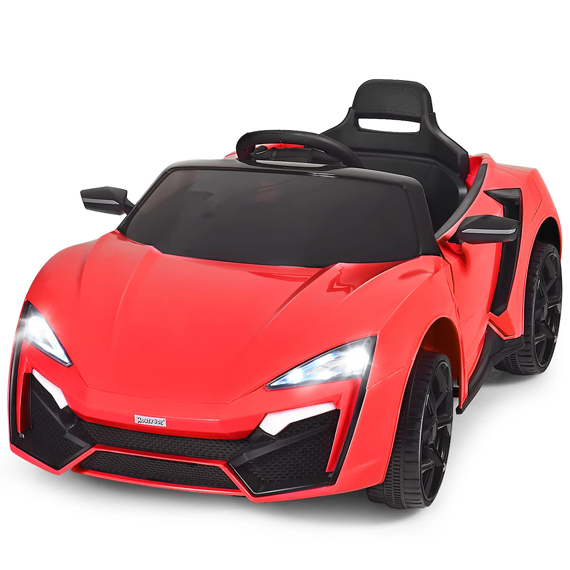 Costway 12V Kids Ride On Car 2.4G RC Electric Vehicle w/ Lights MP3 Openable Doors Pink - Womvr