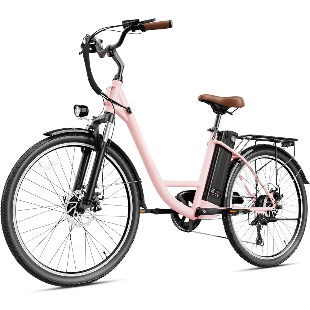 Yoloway Cityscape Electric Bike for Adults, 350W Electric Bike with 36V 10Ah Removable Battery, 26