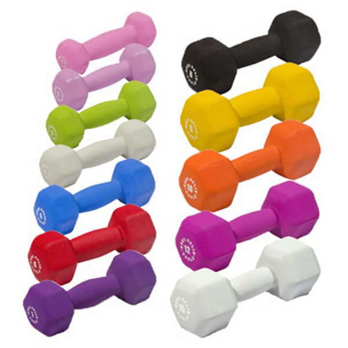 Body Solid Neoprene Dumbbells Dumbell Set 1-15 lb Pairs - Womvr