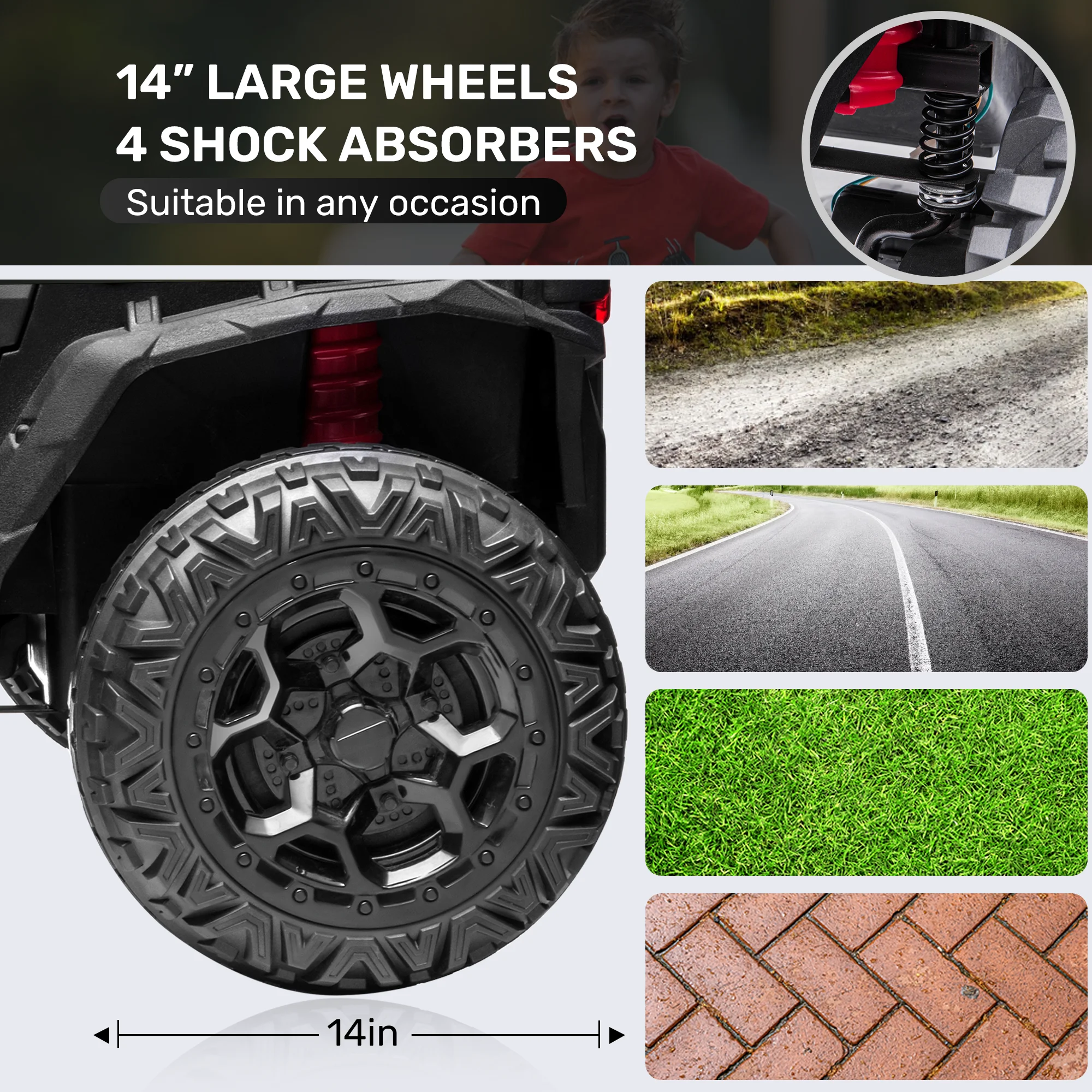 TOKTOO 24V Ride on Car, 4WD Powered Ride on UTV with Remote Control & Trunk Storage Space,  1 Seater Kid Car for Boys Girls -Blue - Womvr