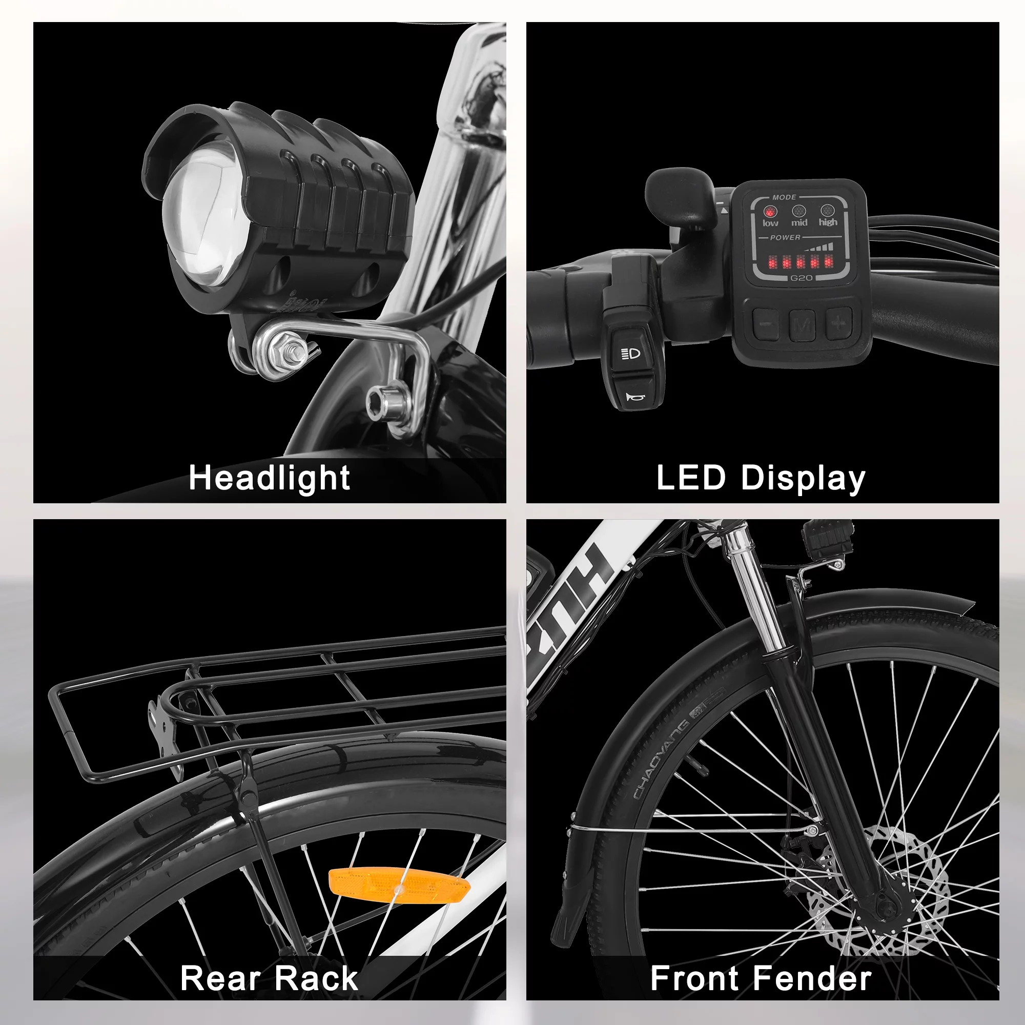 ZNH Mountain Electric Bicycle, 26 in. 350 W, Removable 36 V/10 Ah Battery, Black - Womvr