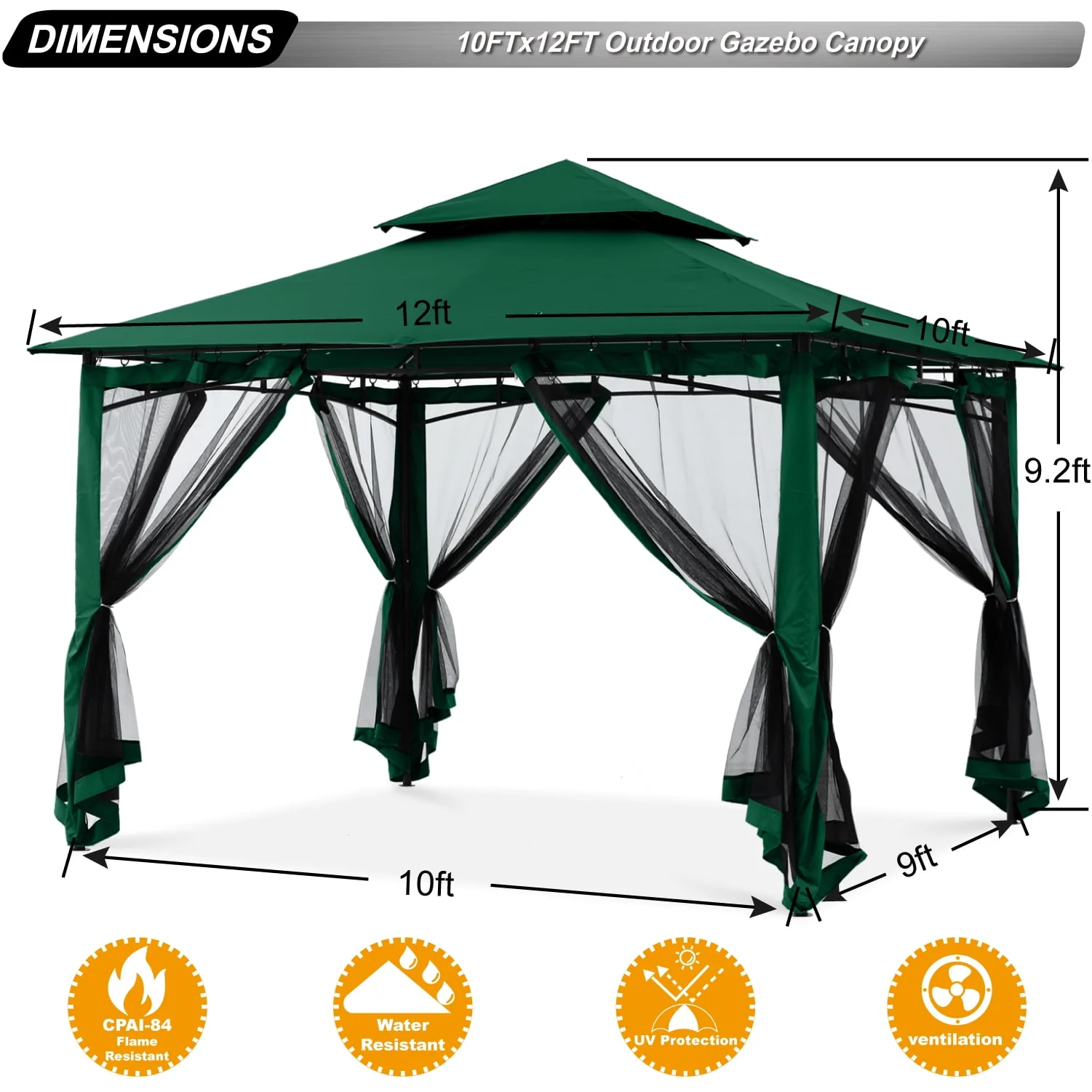 ABCCANOPY 9'x9' Patio Gazebo With Mosquito Netting and Double Soft Roof Canopies for Shade and Rain,Rust Red - Womvr