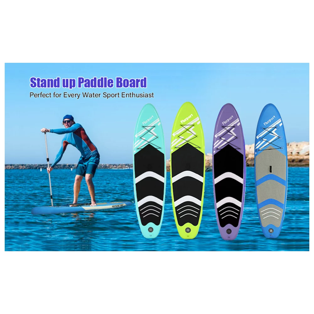 Fbsport 11ft Inflatable Paddle Board SUP, 6'' Thick W/Paddling Fins Pump & Accessories Pack, Green - Womvr