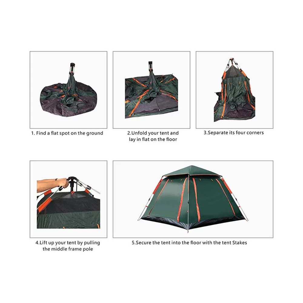 axGear Camping Tent Waterproof Windproof Dome Hiking Tent 5 People Family Easy Setup - Womvr