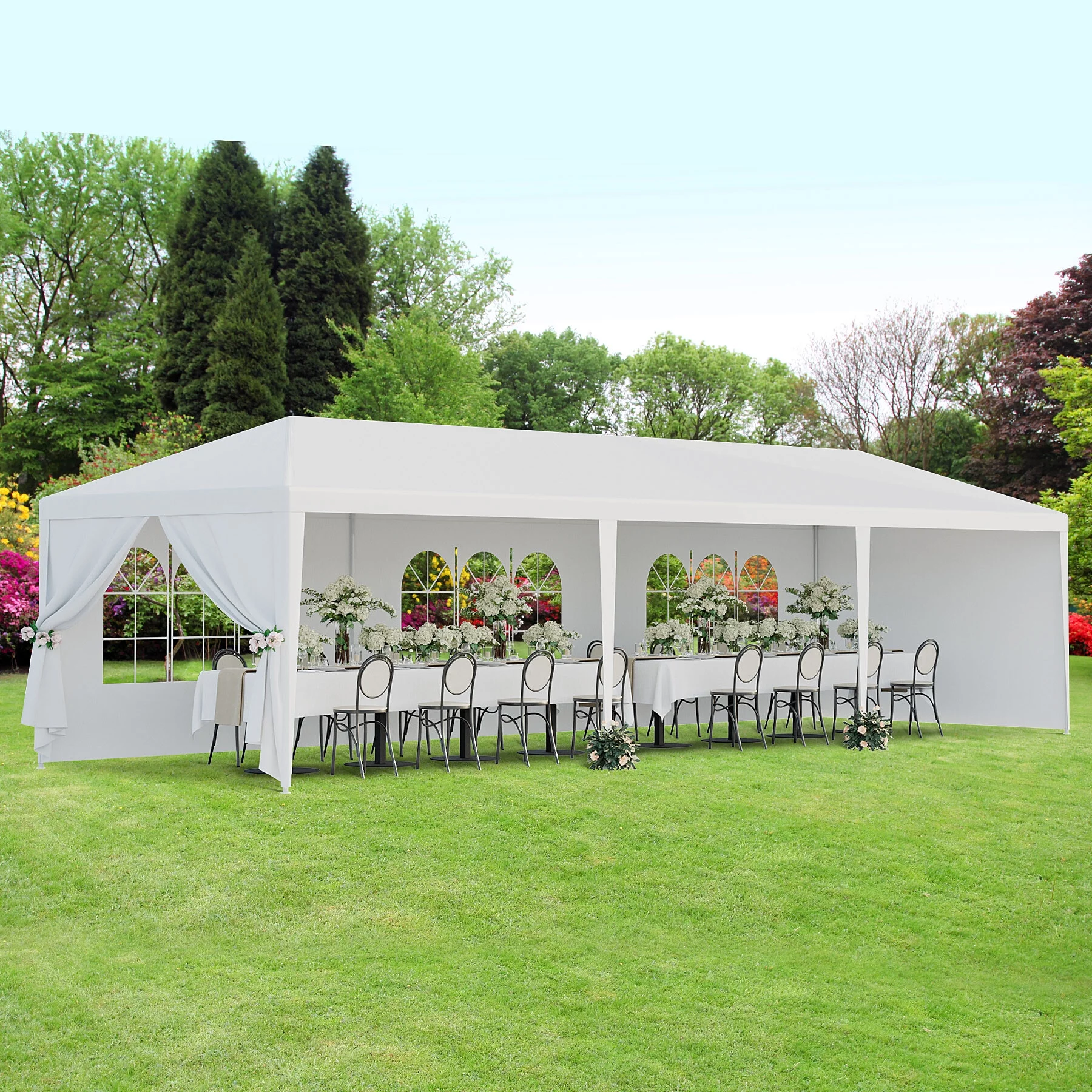 ZenSports 10'x30' Outdoor Party Tent Gazebo Wedding Canopy Tent, White - Womvr