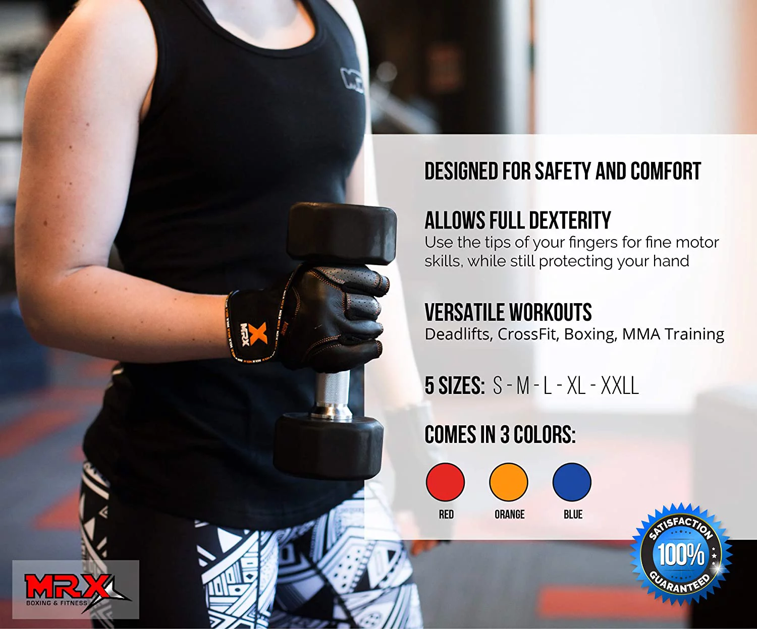 MRX Weight Lifting Gloves Gym Power Training Fitness Bodybuilding Glove Long Wrist Strap Black / Red M - Womvr