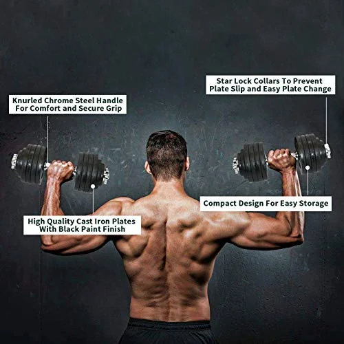 105lbs Adjustable Dumbbell Set One Pair of Adjustable Dumbbells Kits - 105 Lbs (52.5lbs X 2pc) - Womvr