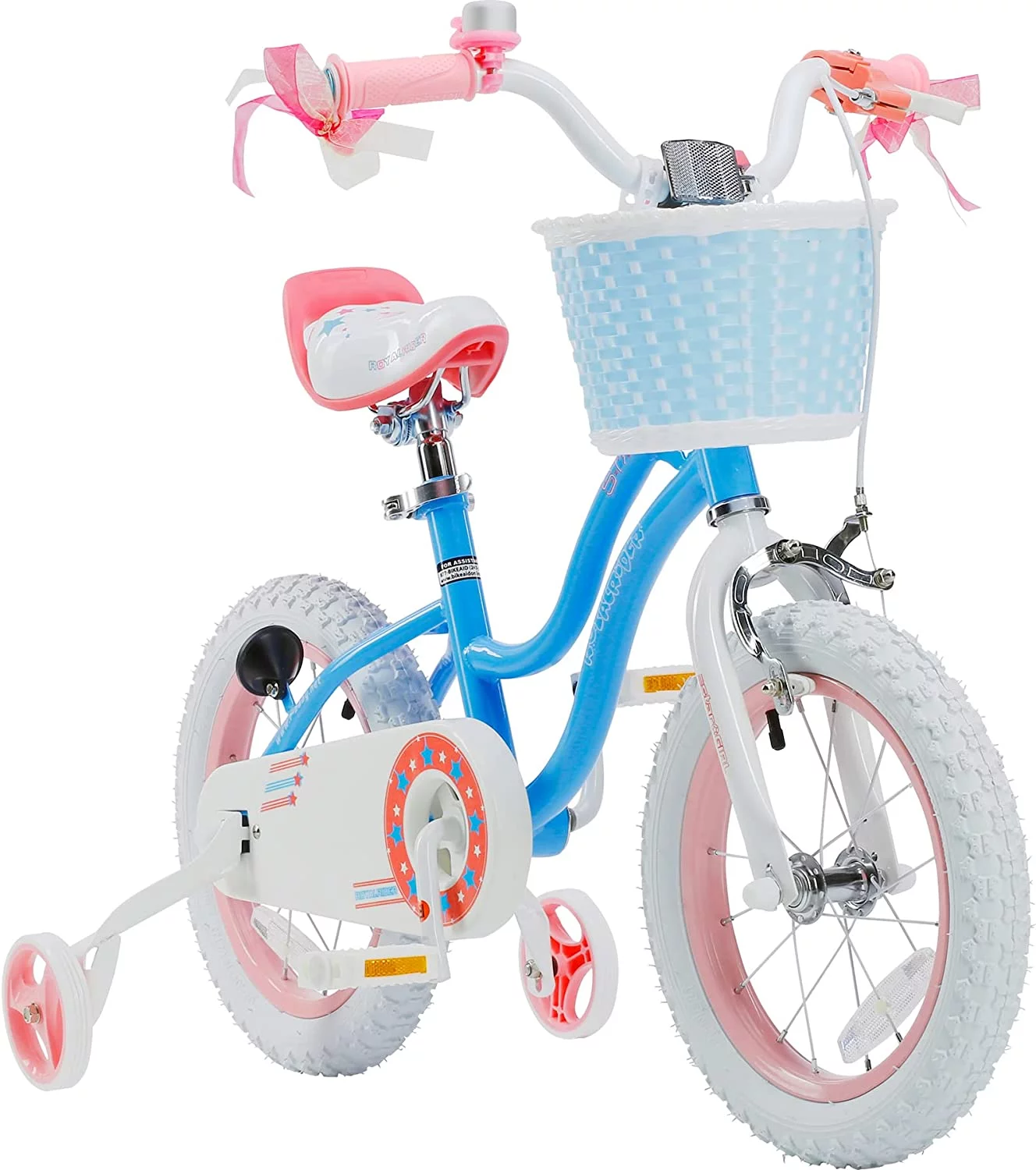 Royalbaby Girls Kids Bike Star Girl 12 In Bicycle Basket Training Wheels Blue Child's Cycle - Womvr