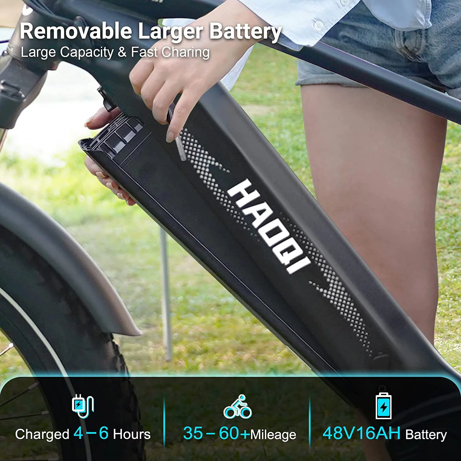 HAOQI Black Cheetah 48V 16Ah 750W Fat Tire Full Suspension Mountain Bike Electric Bike - Womvr