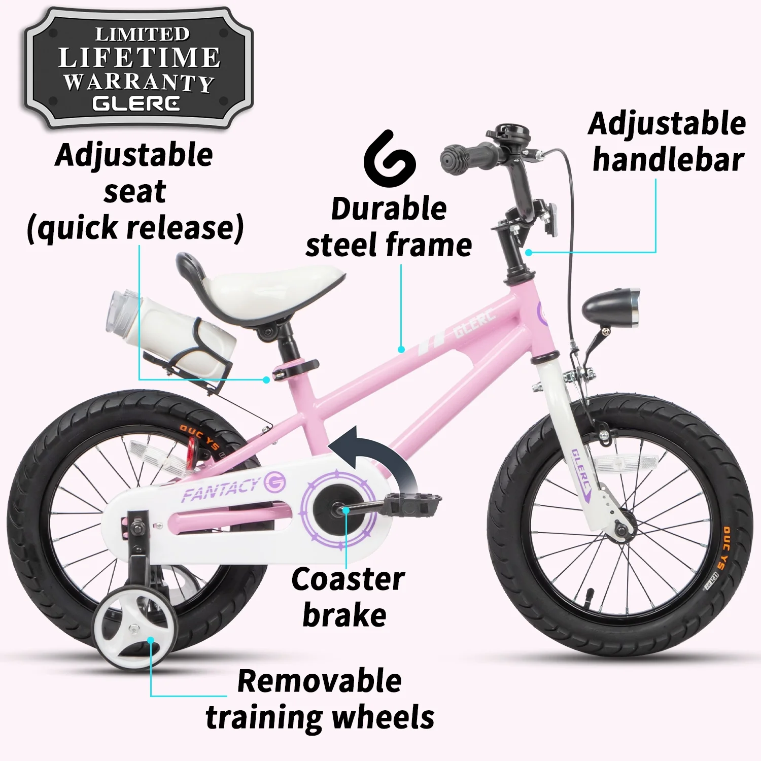 Glerc 12 inch Toddler and Kids Bike for 2-4 Years Old Boys & Girls, White - Womvr