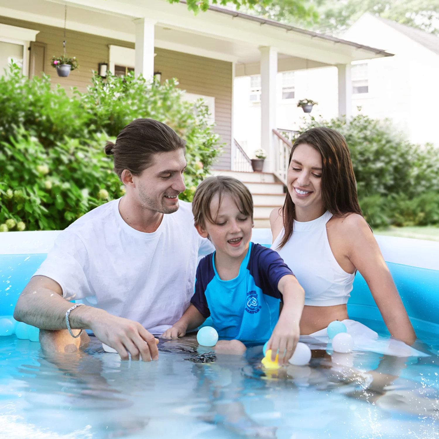 EVAJOY 10ft × 30in Easy Set Inflatable Swimming Pool with Pool Cover - Perfect Above Ground Pool for Family Fun in Your Backyard Garden - Womvr