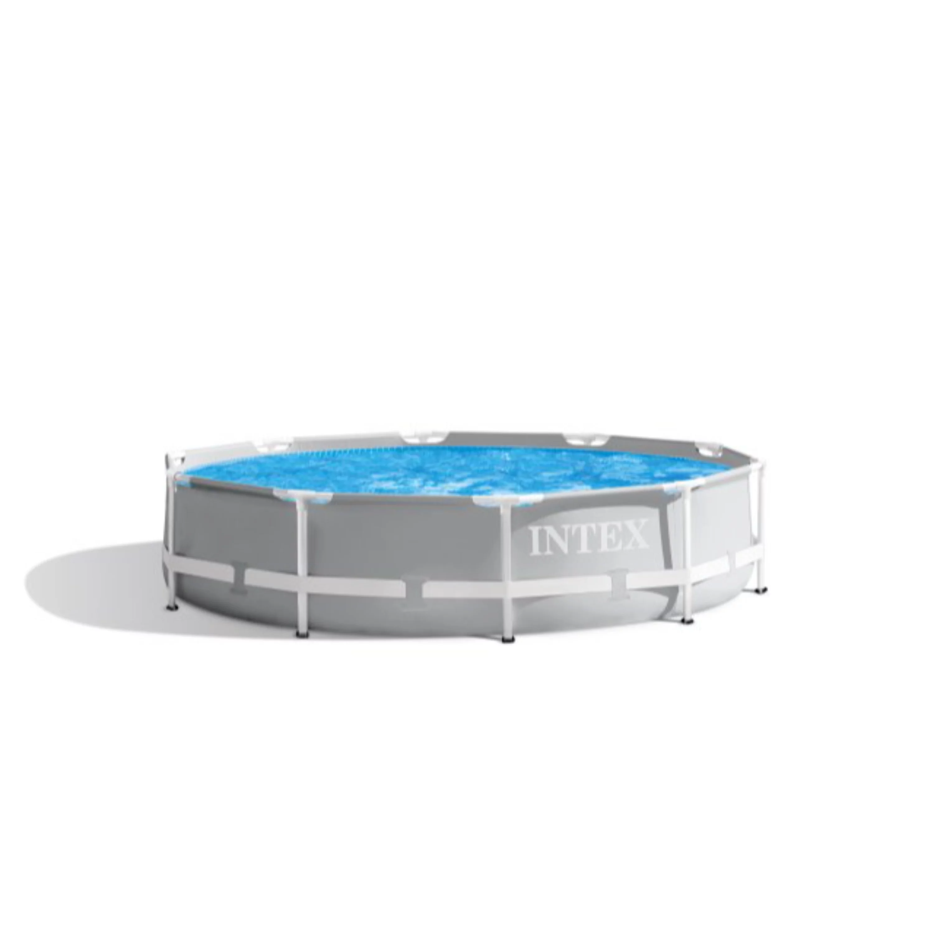 Intex 26701EH 10ft x 30in Prism Frame Above Ground Circle Swimming Pool & Filter Pump, Gray - Womvr