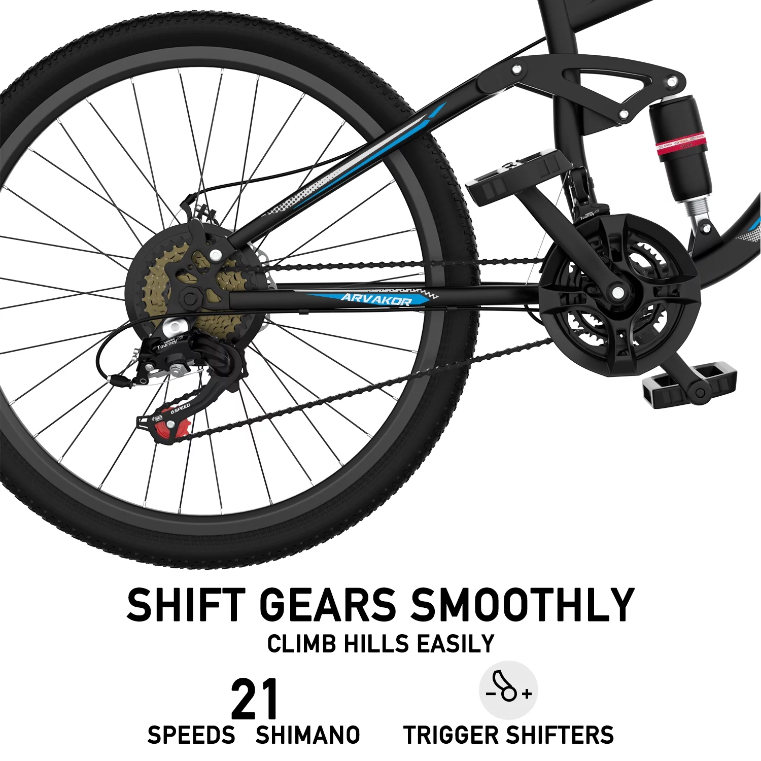 ARVAKOR 26'' Mountain Bikes for Men, 21 Speeds, Double Disc Brake, Gray - Womvr