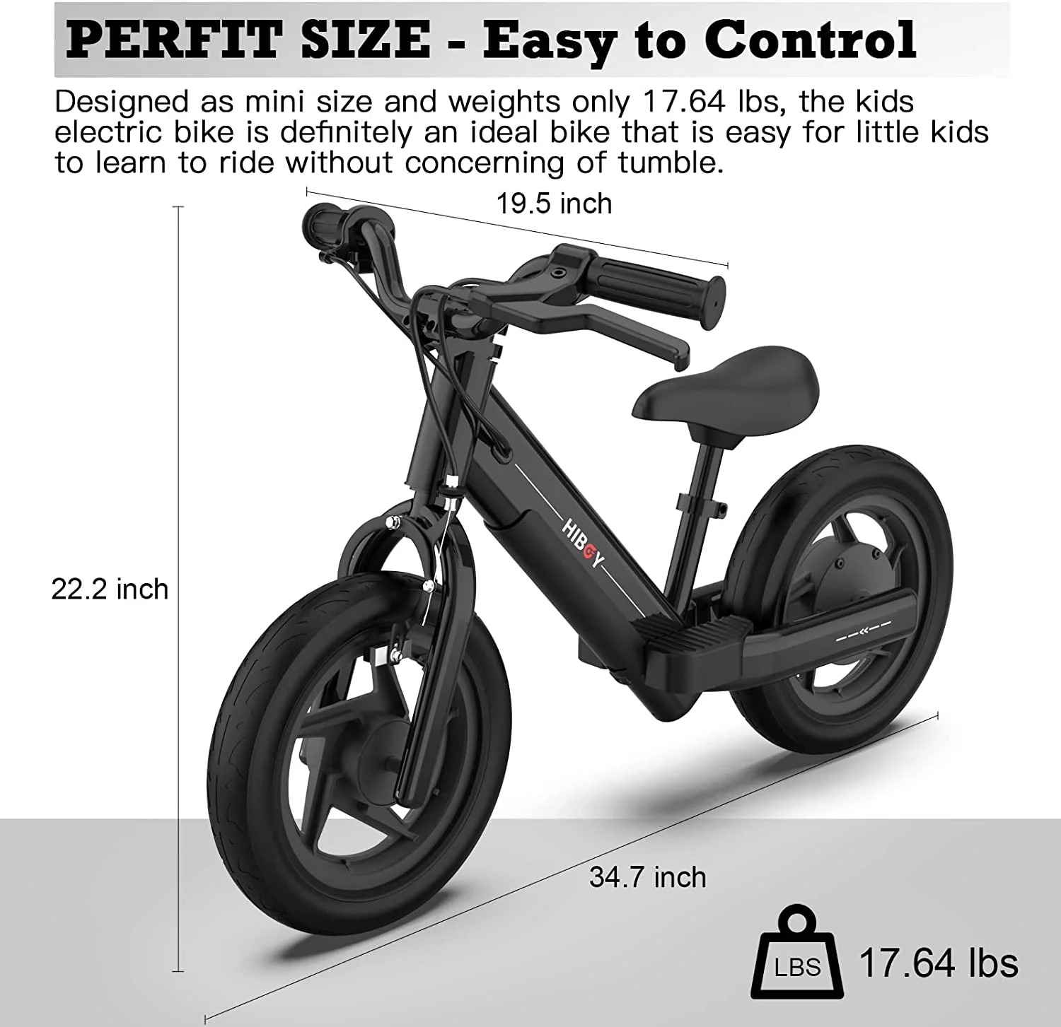 Hiboy BK1 Electric Bike for Kids Ages 3-5 Years, 24V 100W Electric Balance Bike 12 inch Inflatable Tire Adjustable Seat, Electric Bicycle Gift for Kids - Womvr