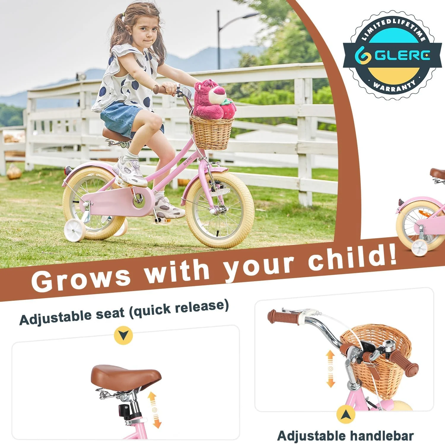 Glerc Little Molly 14 inch Kids Girls Bike for 3-5 Years Old Little Child,Yellow - Womvr