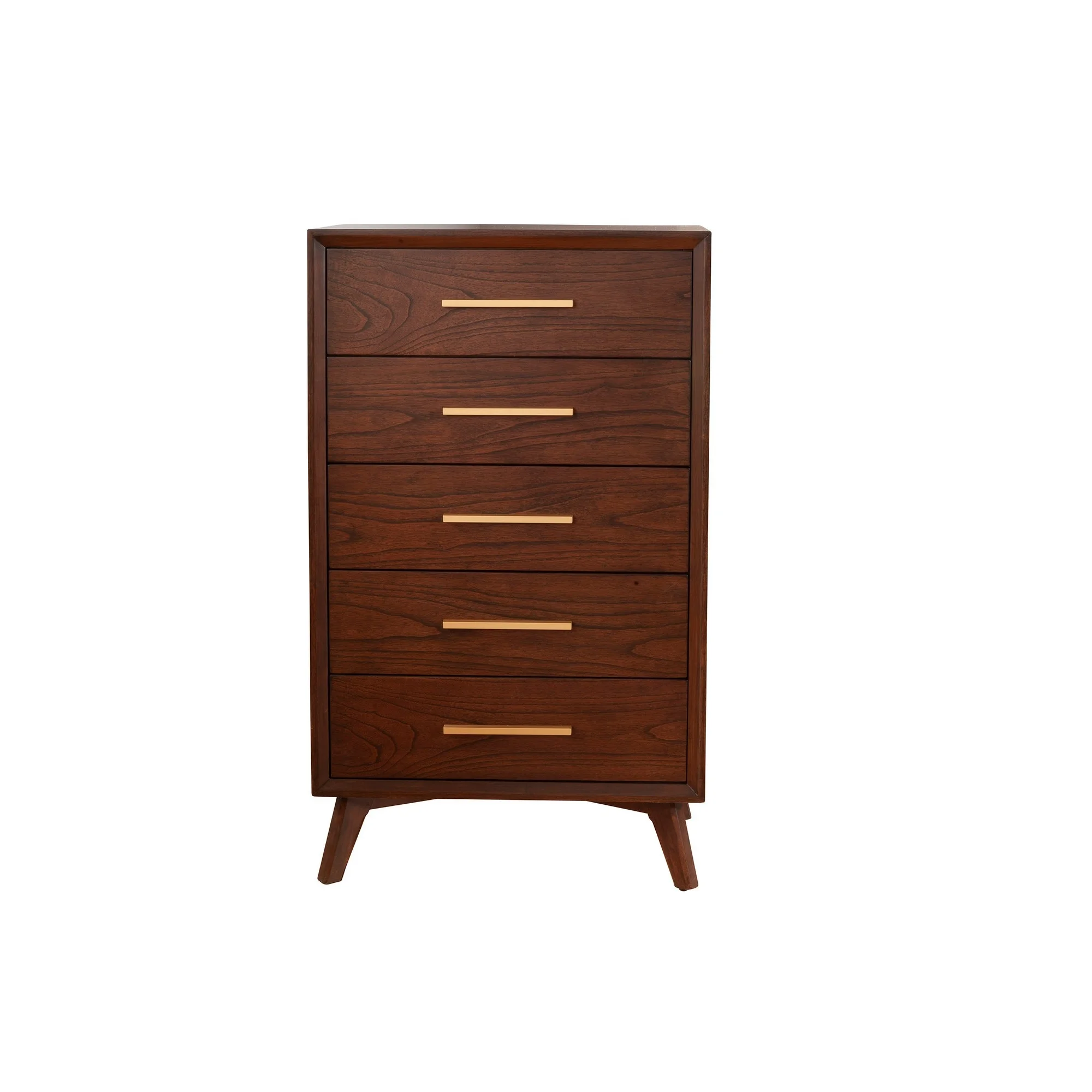 47 Inch Wooden Chest with 5 Drawers Brown- Saltoro Sherpi - Womvr