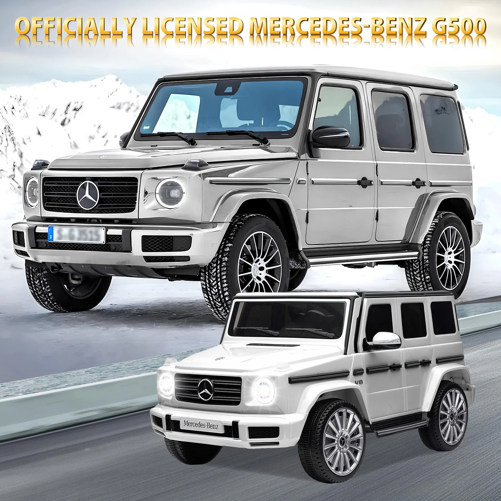 24V Ride on Car with Remote Control for Kids Mercedes Benz Ride on Car Toy for Boys and Girls 3-6 Years Old, Electric Vehicle, Bluetooth, LED Light, White - Womvr