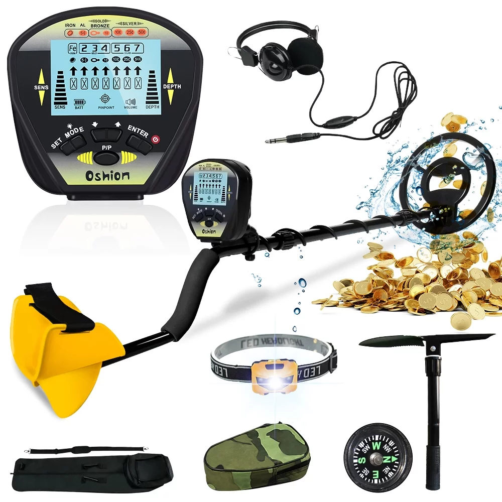 Metal Detector for Adults, Seizeen Lightweight Metal Detector Waterproof, LCD Kids Metal Detector Set  W/ 10'' Large Coil, Backpack, Shovel & Headphone for Outdoor Treasure Hunt, Adjustable 33''-52'' - Womvr