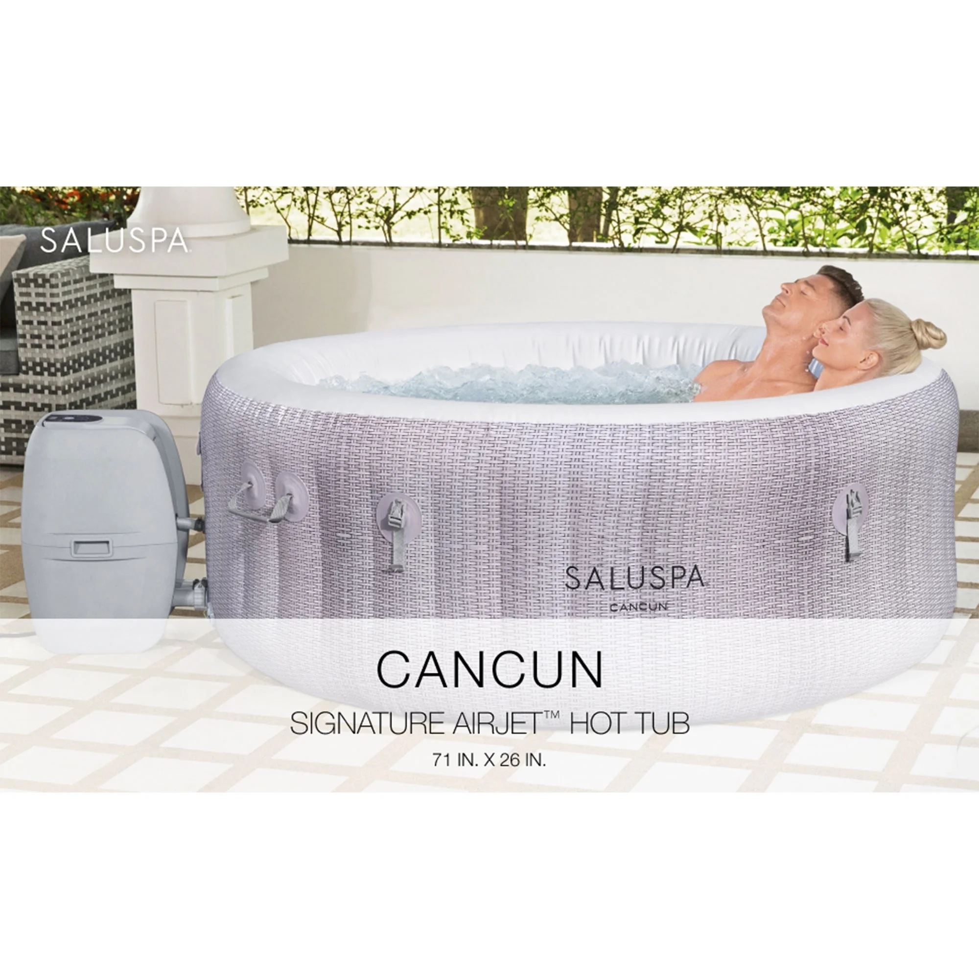 Bestway SaluSpa Cancun AirJet Inflatable Hot Tub with 120 Jets, Gray - Womvr